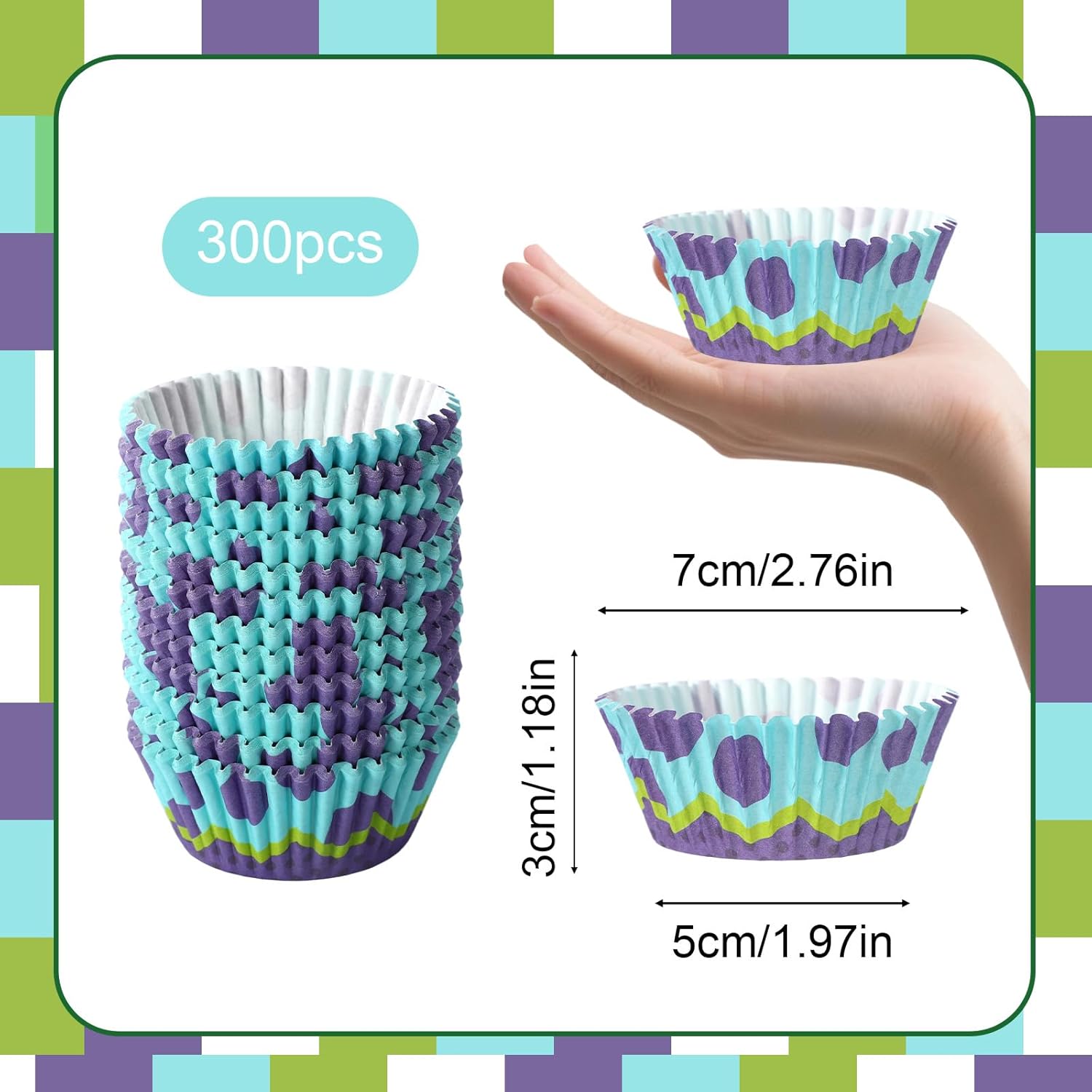 300pcs Monster Cupcake Liners, Cup Cake Holders Plates Monster Birthday Party Decoration Goodie Cups Favor for Game Party Supplies Dessert Candies