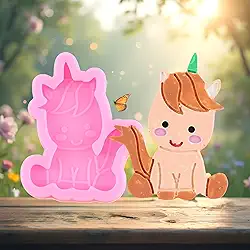 Molde de silicone de unicórnio, moldes de fondant de unicórnio para decoração de bolos, topo de cupcake, argila de polímero, chocolate, pasta de chiclete