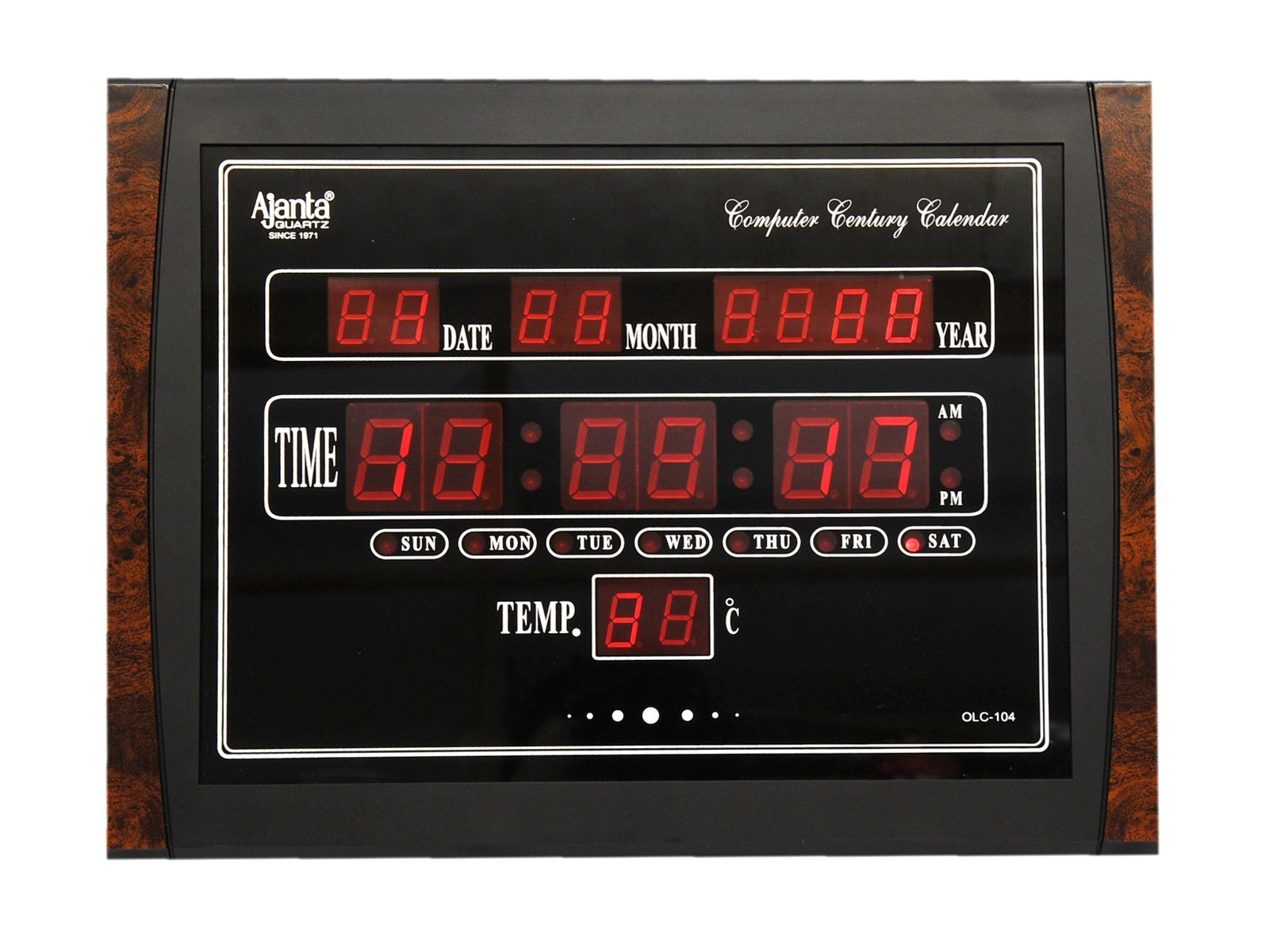 Ajanta Quartz Plastic Digital Red Led Rectangle Wall Clock Olc - 104 (39.6 Cm X 29.6 Cm X 4.5 Cm)-image-48