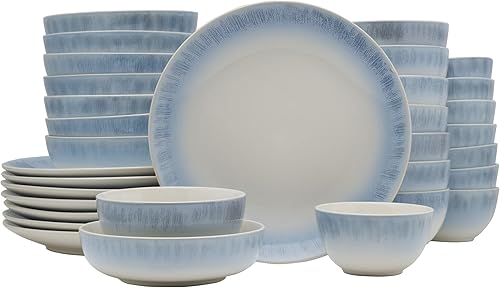 Mikasa Logan - Juego de vajilla azul de 32 piezas, servicio para 8 personas