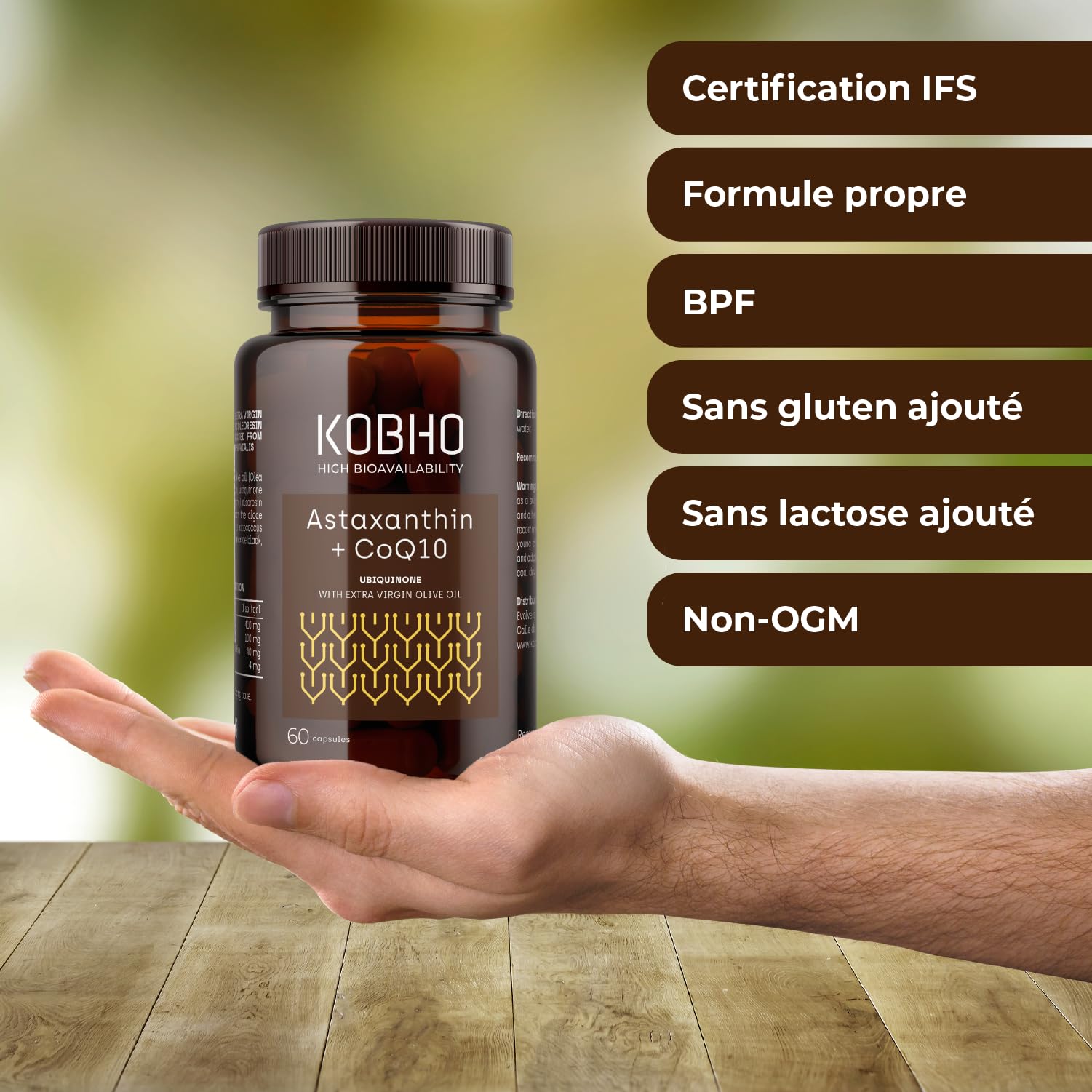 Astaxanthine Astapure® - Propriétés Antioxydantes Naturelles CoQ10 Huile D’olive Vierge Extra - Bienfaits pour la Peau, la Vue et le Cœur