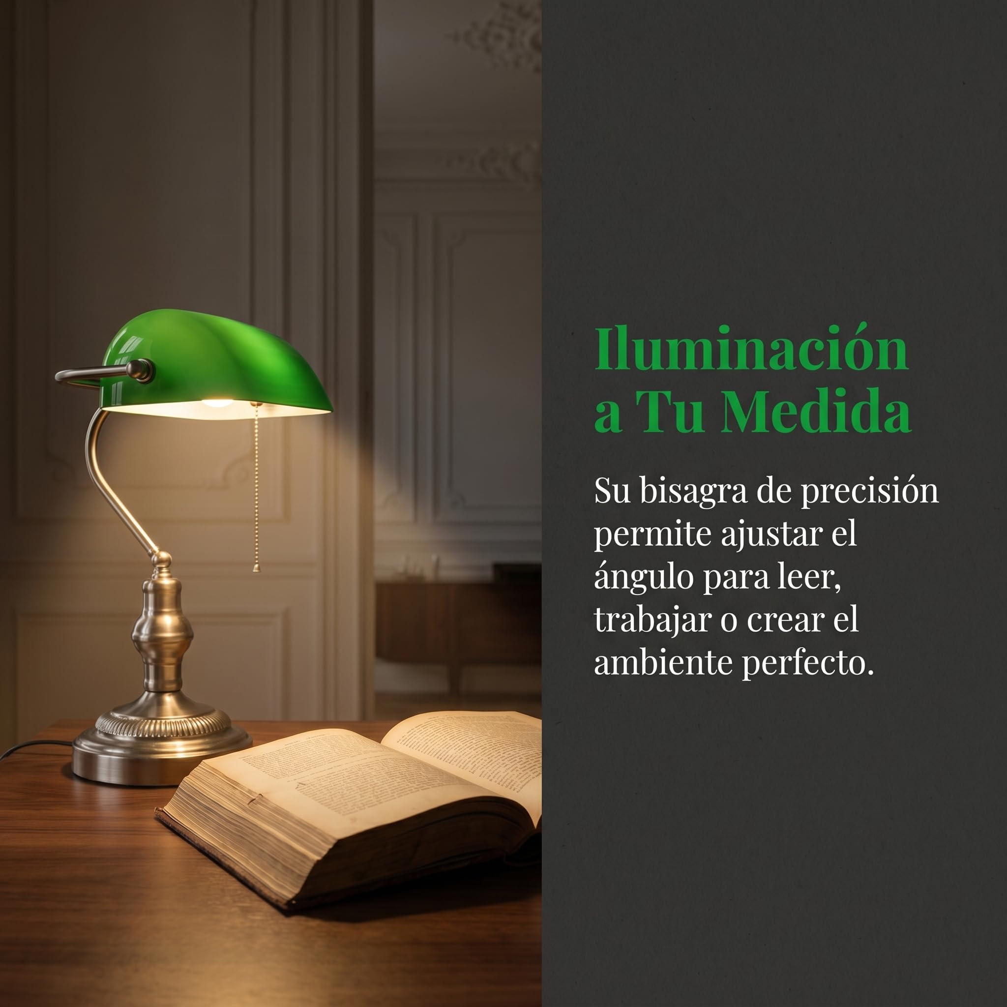 BARCELONA LED-Tischleuchte Banqueiro Vintage E27 Abajur aus Glas, Grün, Metallsockel, Nickel, klassischer Stil, Retrô, industrielle Sekretariumlampe, verstellbar, für Schreibtische