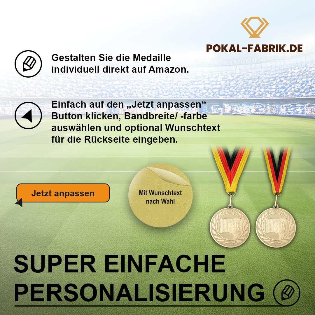 Handball-Medaillen, Metall, Band nach Wahl | Personalisierter Orden mit optionaler Gravur/Wunschtext, für WM, Turniere, Vereine & Kindergeburtstag