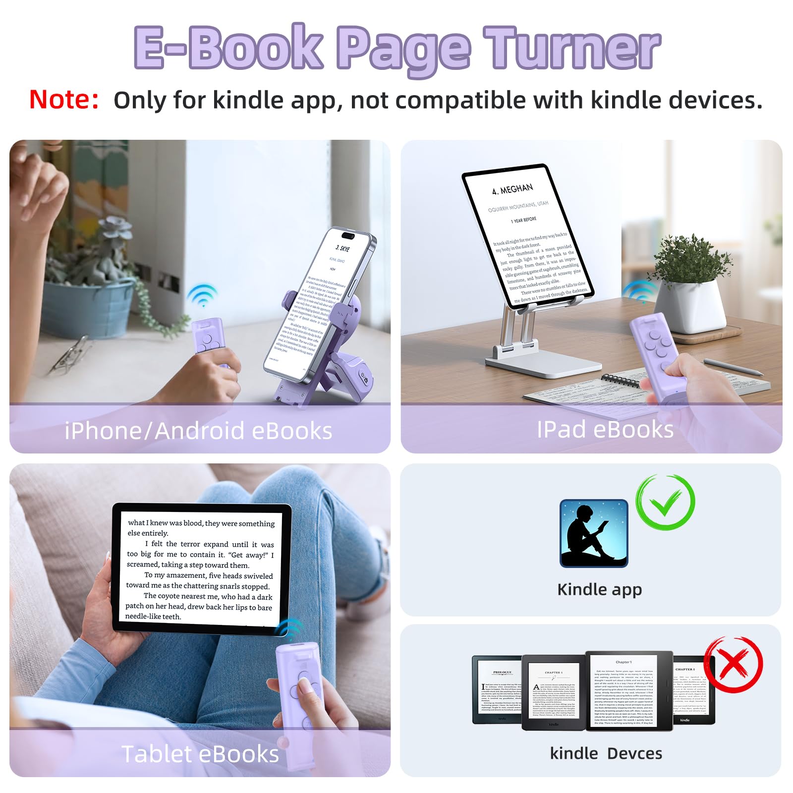 MILOUZ Remote Control Scrolling for Tiktok with Phone Stand,Page Turner for Kindle App E-Book,Bluetooth Camera Shutter Remote for iPhone, Android,iOS,iPad,Tablet