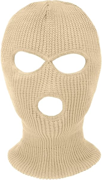 3 Hole Ski Mask, Knitted Balaclava Face Mask, Winter Full Face Mask Cover for Winter Outdoor Sports
