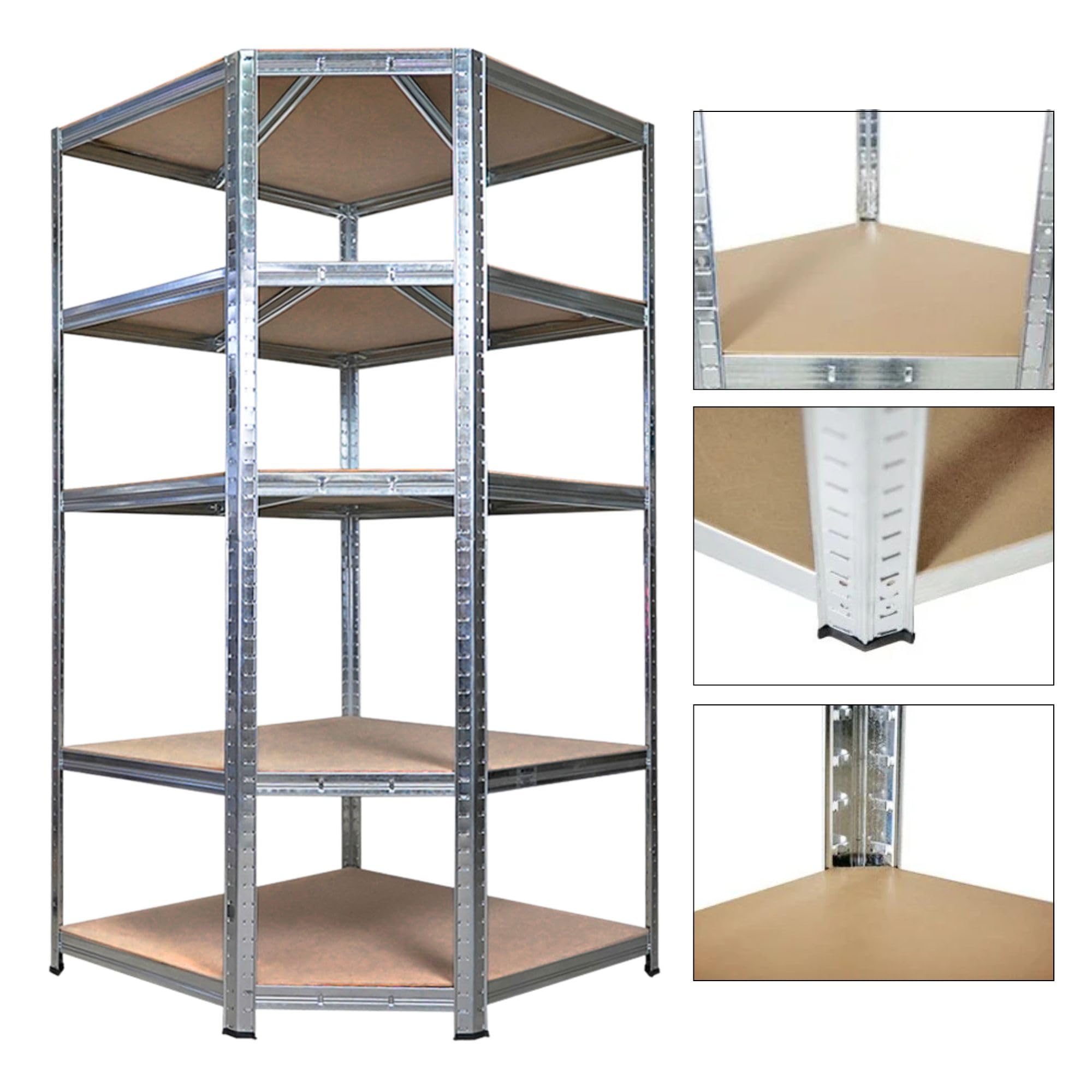 PROREGAL Etagère d'angle Ragnar | HxlxP 180x90x60cm | Charge Totale de 875kg | Galvanisée | Étagère de Cave, étagère enfichable
