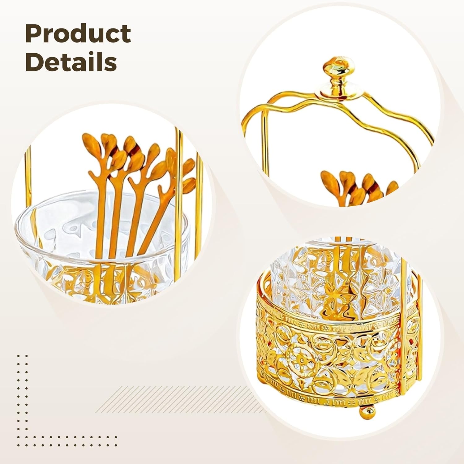 Gold Fruit Forks Set With Holder, Stainless Steel Dessert Fork Jar, 6 Pcs Alloy Handle Forks, Moon Star Design, Reusable Coffee Spoons For Parties