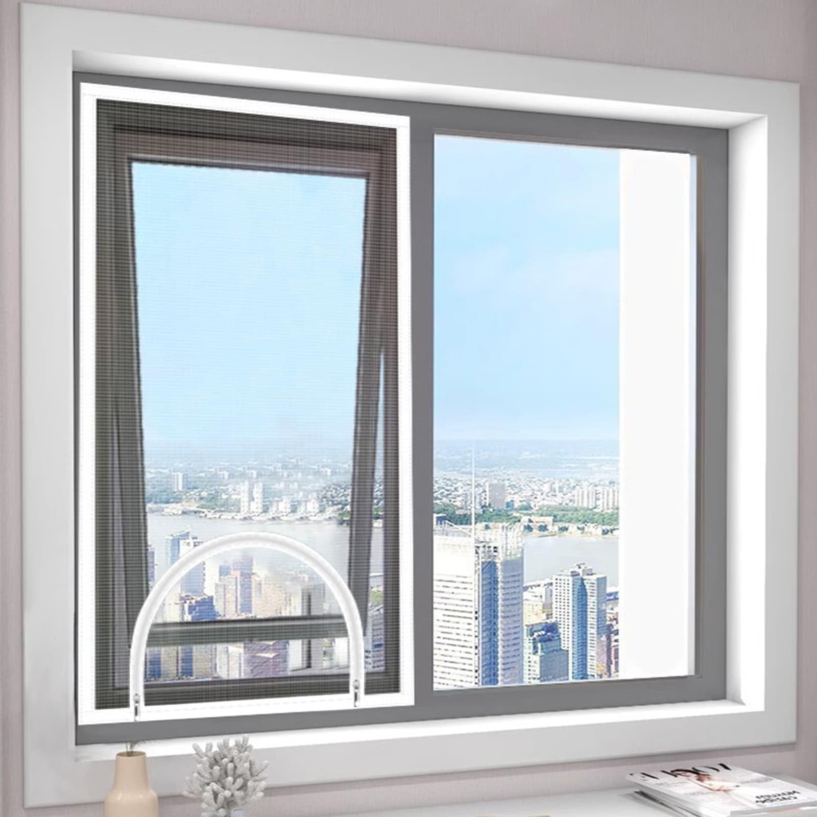 Llhong White Adjustable Fiberglass Window Screen Mesh, 100X120cm Diy Insect Mosquito Net