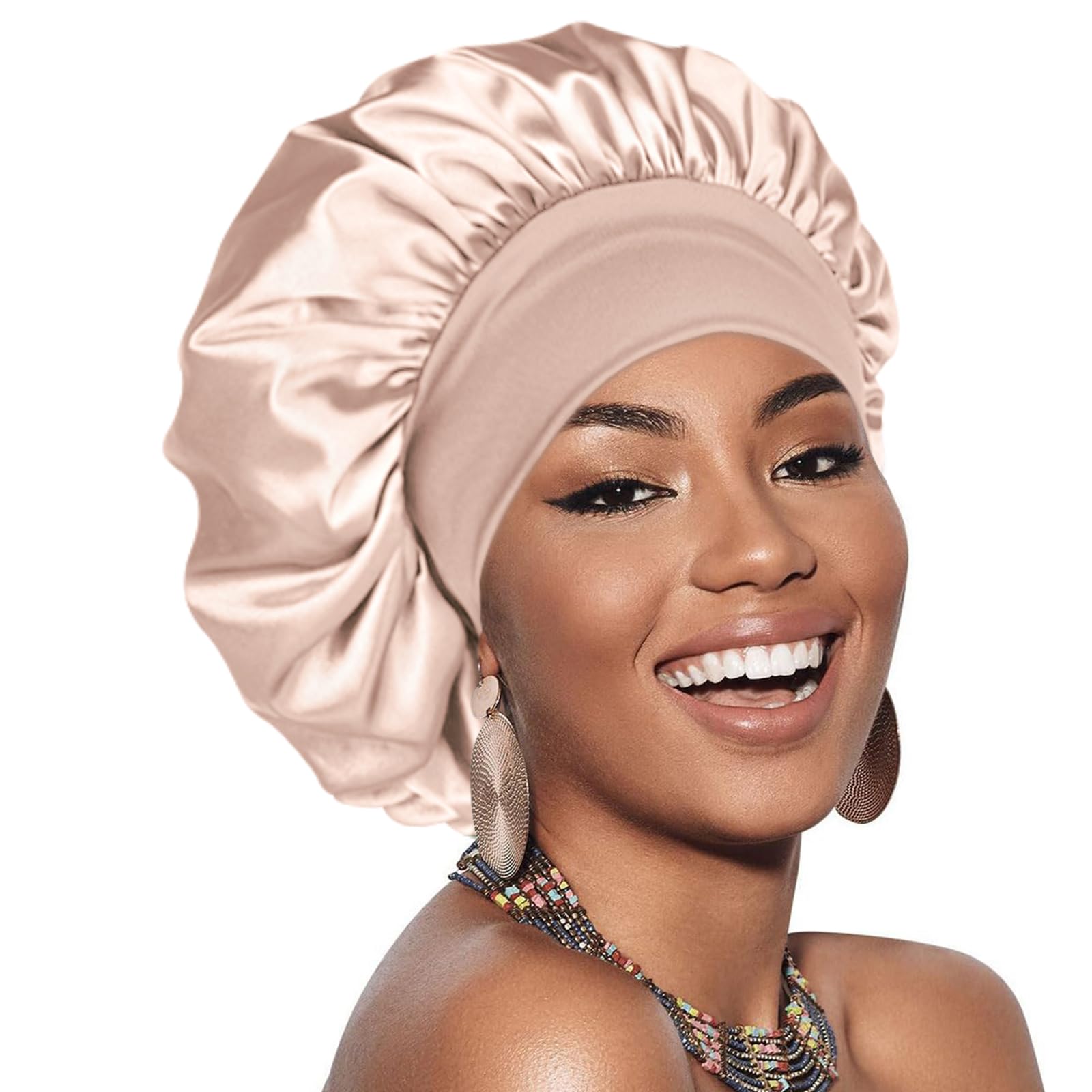 Adubor Silk Bonnet for Sleeping Women Men Double Layer Satin Bonnet for Sleeping Sleep Cap