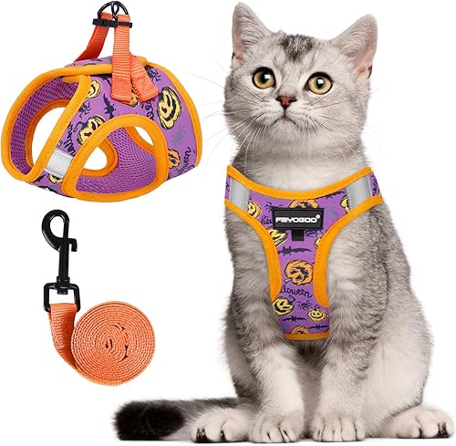 Juego de arnés y correa para gatos para caminar, a prueba de escape, arnés para gatito y correa ajustable, arnés y correa para caminar para gatos