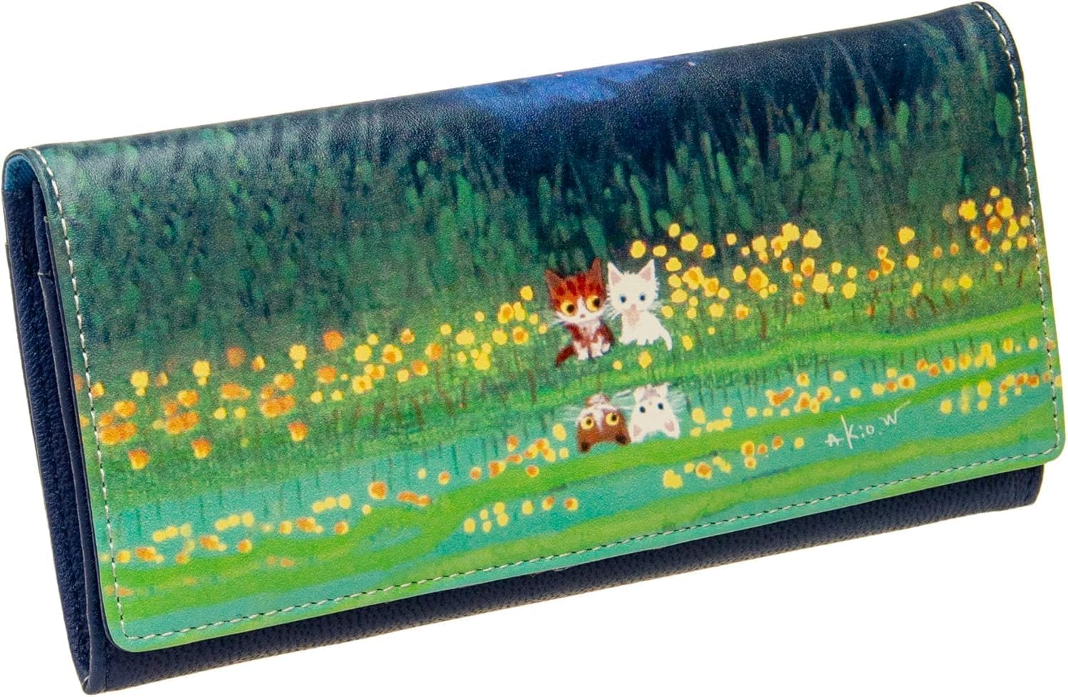 Amazon | [渡辺あきお] 長財布 本革 牛革 かぶせ 小銭入れ付き