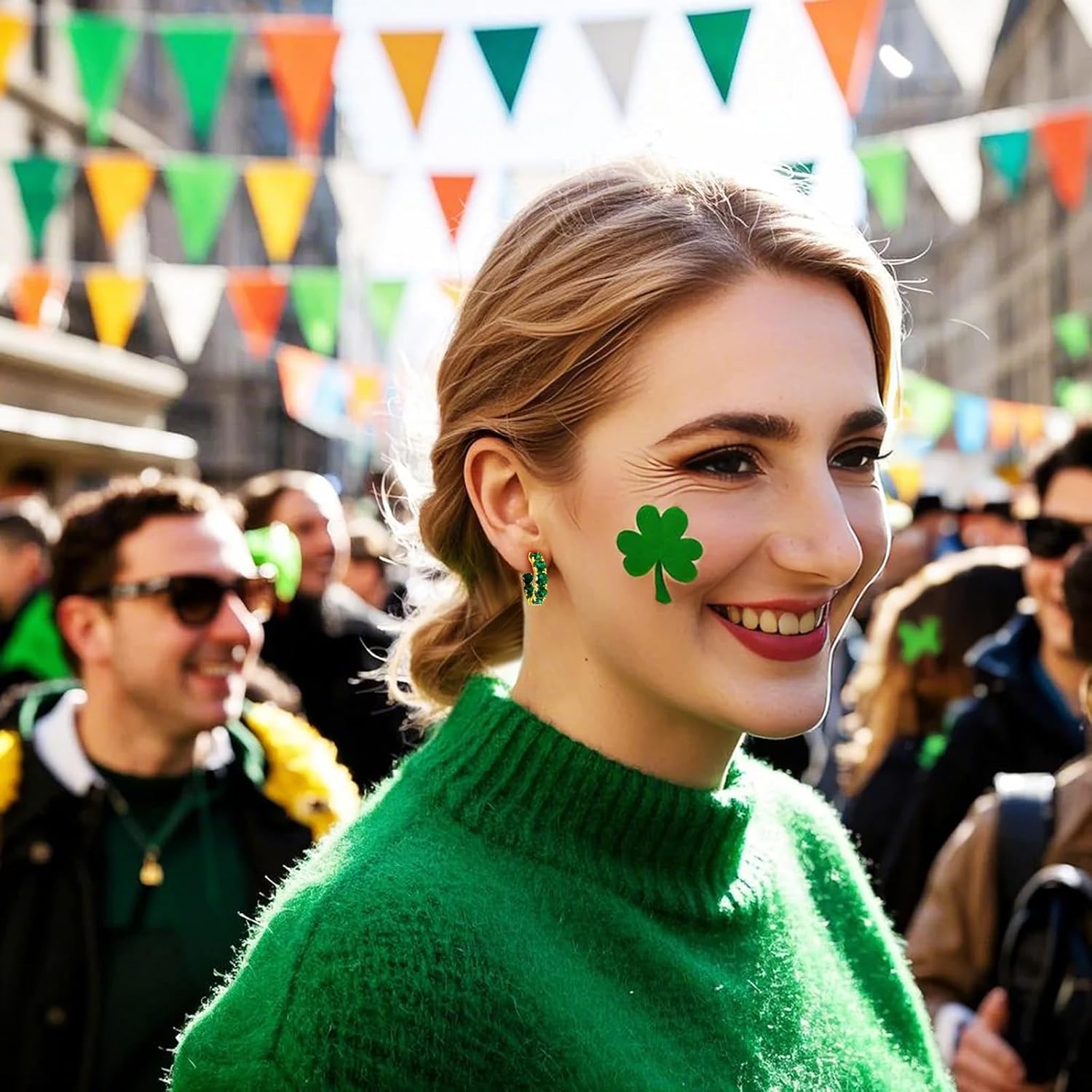 14K Gold Plated Hoop Earrings for Women,Silver Huggie Earrings for Women Cubic Zirconia Small Earring CZ Inside-Outside Hoop Earrings Clear,Hot Pink,Black,Red,Green,Multicolored Earrings - Image 3