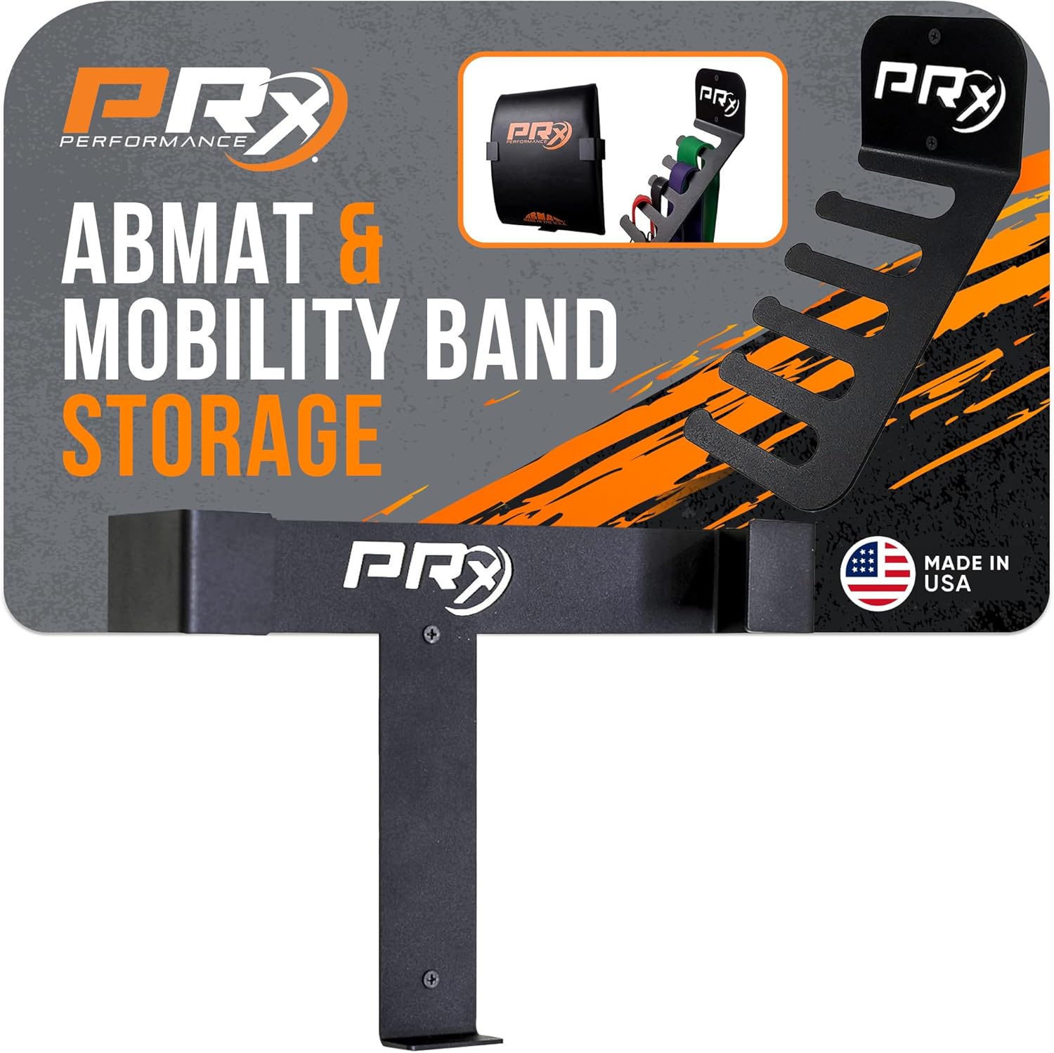 PRx Performance Abmat Storage and Mobility Band Storage Hanger, Wall Mounted Space Saving Home Gym Equipment