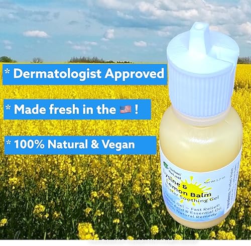 Miniatura 2 de Urban ReLeaf ¡Gel calmante de ampollas de lisina y bálsamo de limón! para erupciones, protuberancias rojas, manchas, picazón en la piel, frío.