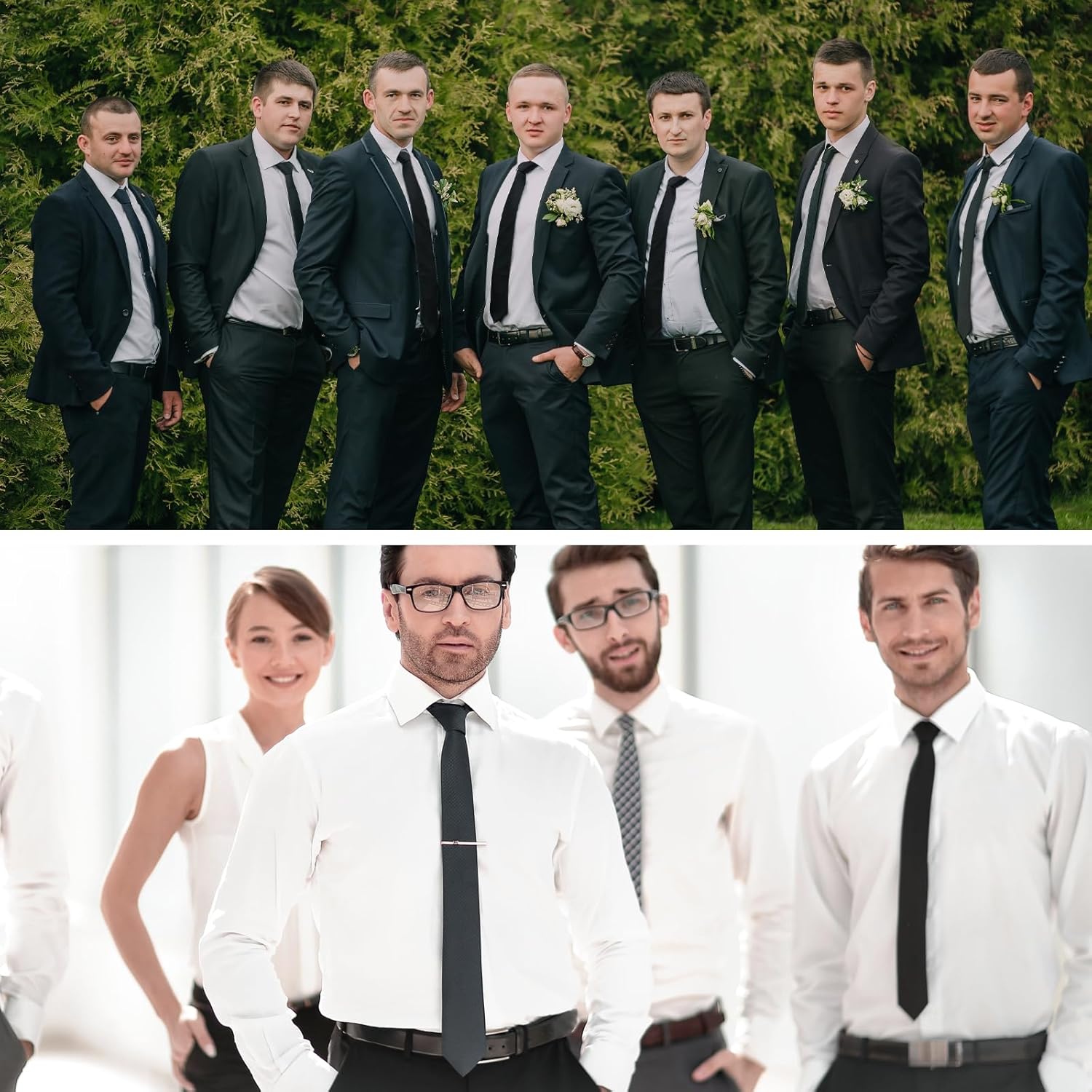 Yolev 12 Pcs Men's Tie Bulk, 3.15" Solid Satin Elegant Mens Neck Ties, Black Ties Bulk for Men Business Casual Formal Wedding Necktie - Image 6