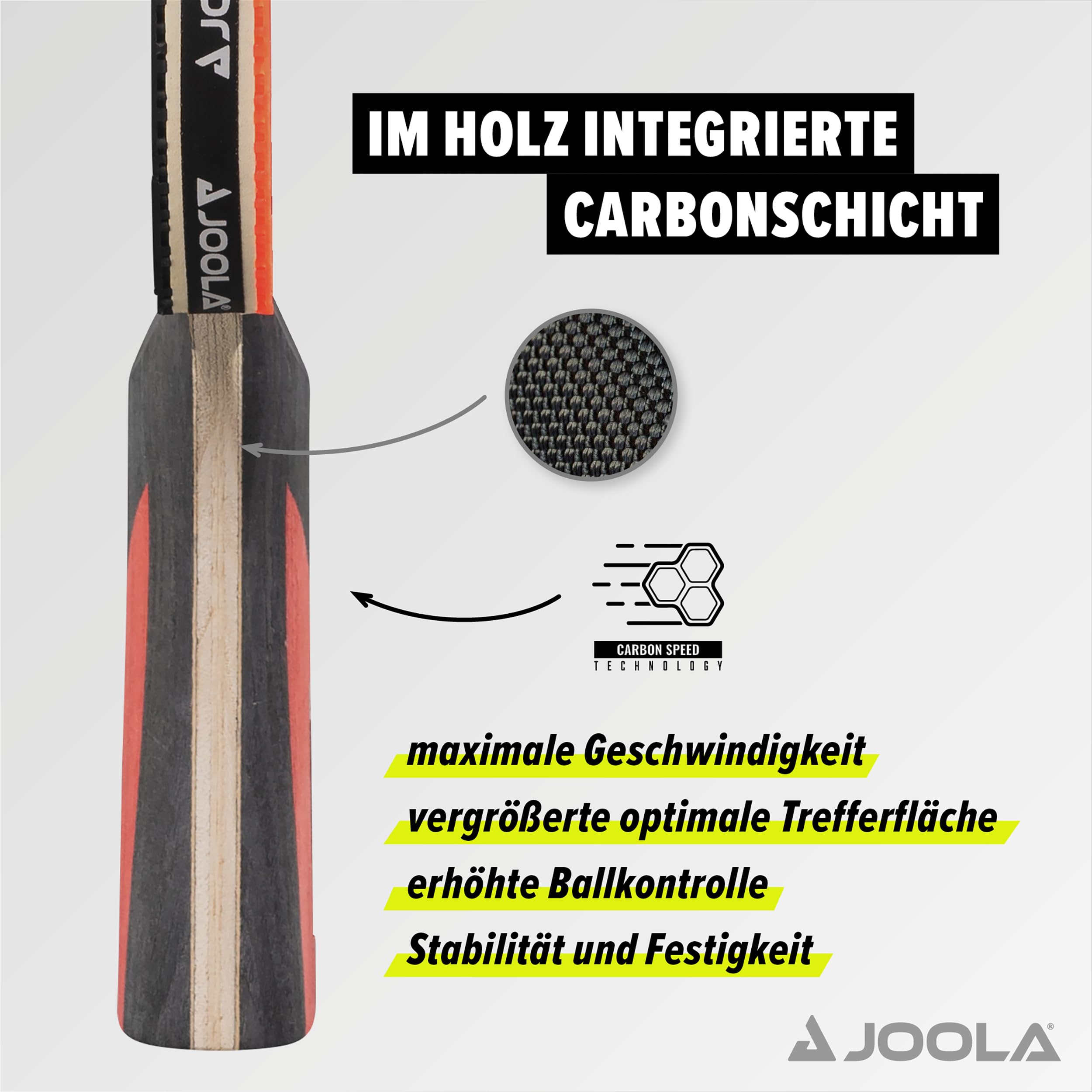 JOOLA Tischtennis Set Duo Carbon 2 Tischtennisschläger + 3 Tischtennisbälle + Tischtennishülle, rot/schwarz, 6-teilig