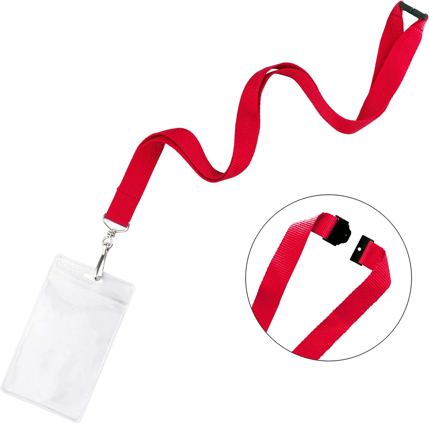 12 Pack Breakaway Lanyards with ID Badge Holder&Breakaway Clasp Neck Strap for Schools, Cruise, Office, Kids, Red - Image 2