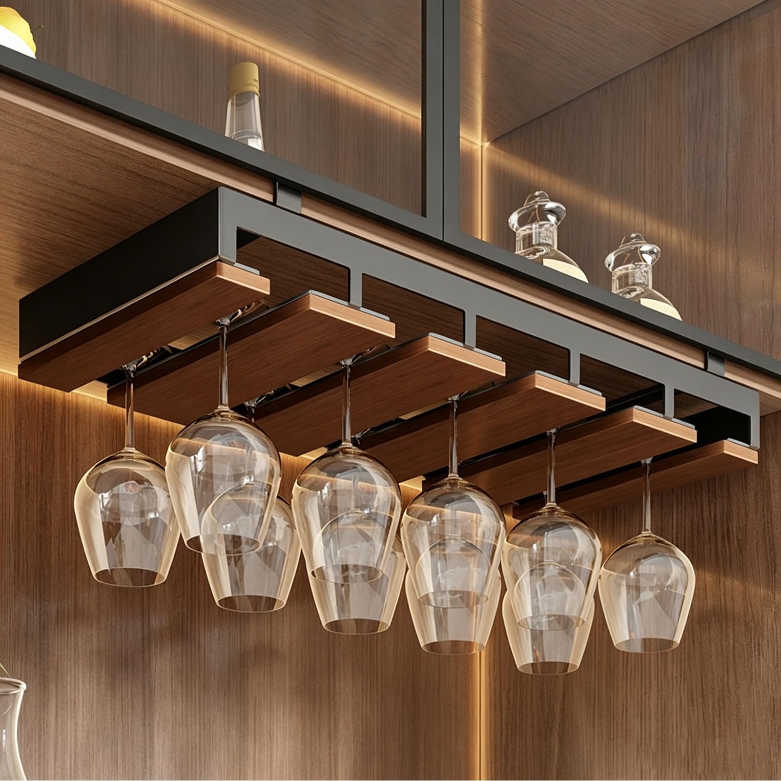 YXLLGS Under Cabinet Wine Glass Rack, Hanging Stemware Holder