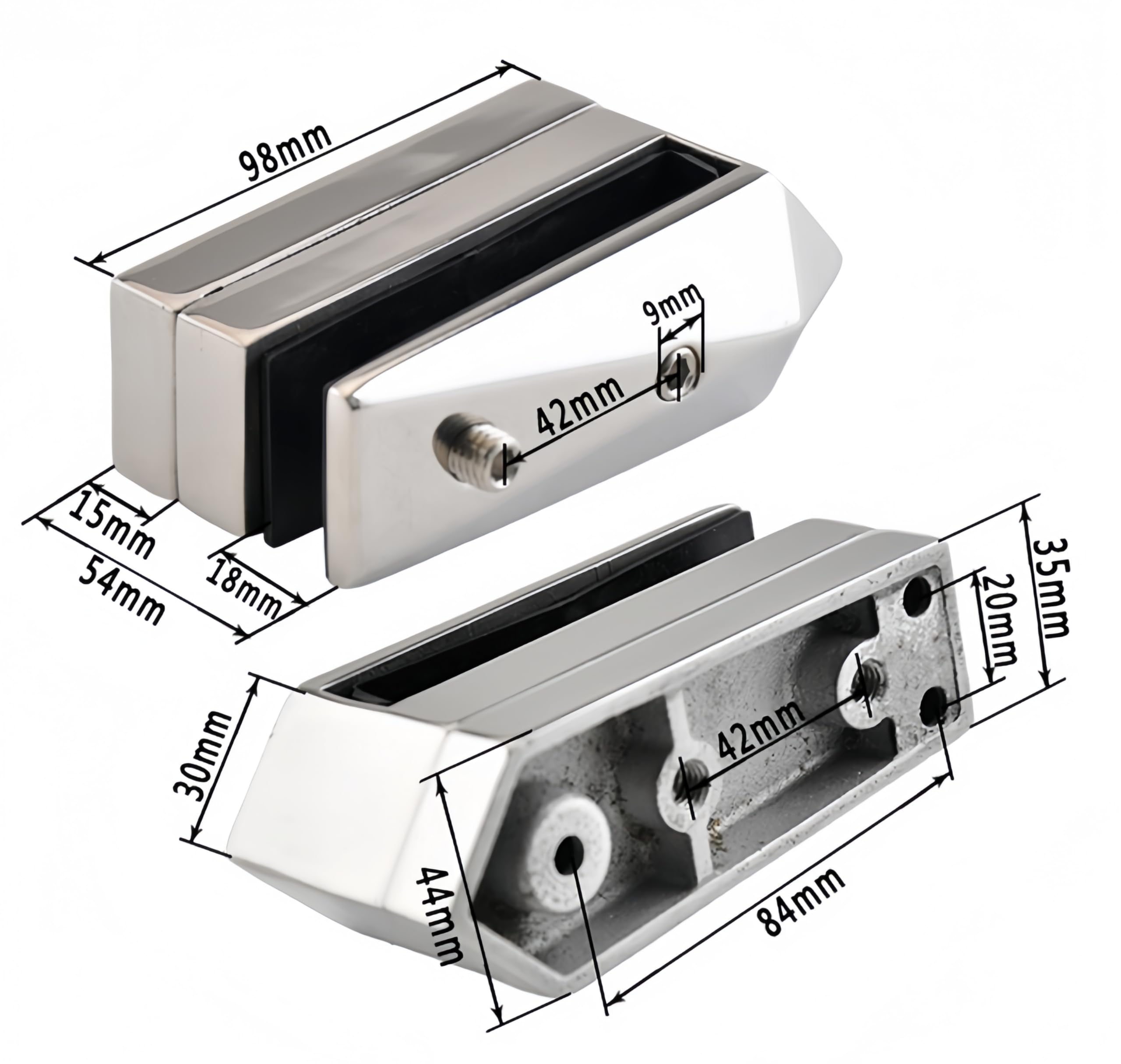 Abrazadera de Vidrio de Piscina acero inoxidable, Poste Cristal poste para barandilla escaleras, Poste de Balaustrada Vidrio, Barandilla de Balcón Valla-Para de Vidrio 8-16 mm-Plateado