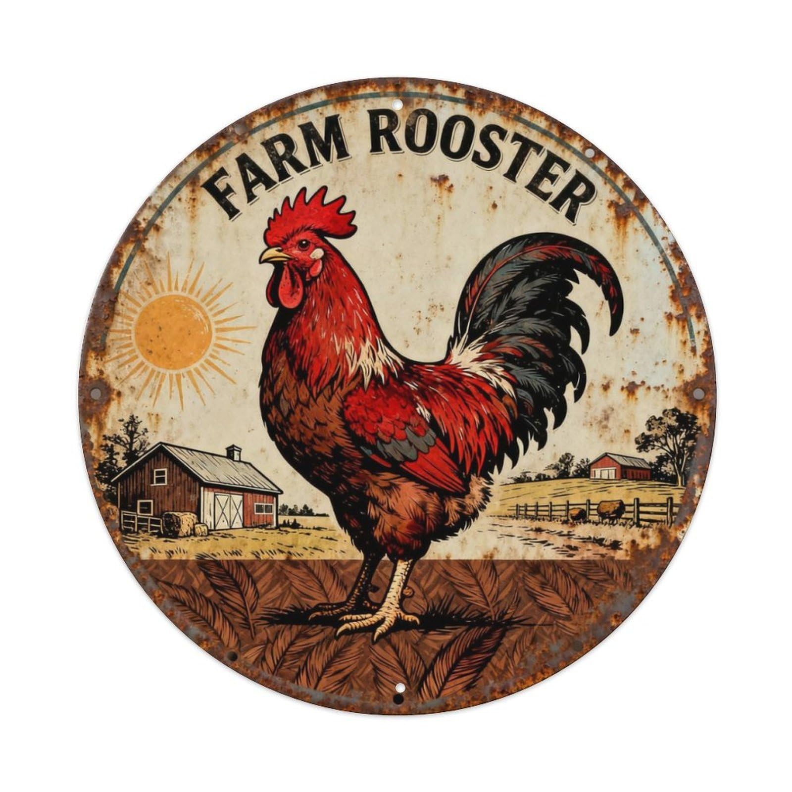 FARM ROOSTER Metal Tin Sign Plaque