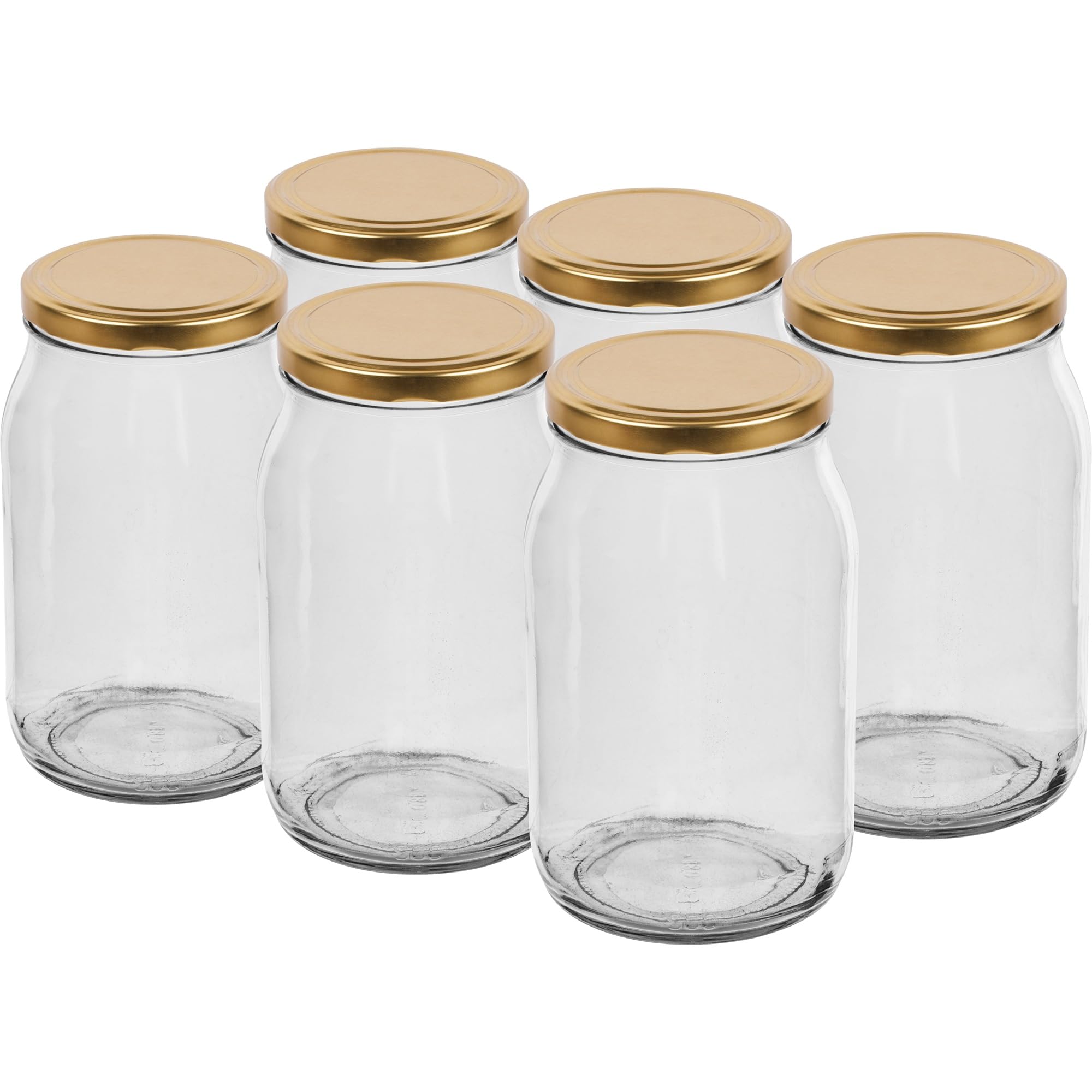 Wyskont Gold Jars With Lids - Preserving Jars With Screw Lid 82 Mm - Preserving Jars - 900 Ml - Preserving Jars - Preserving Jars With Lid - Preserving Jars - Screw Jars With Lids - Pack Of 24