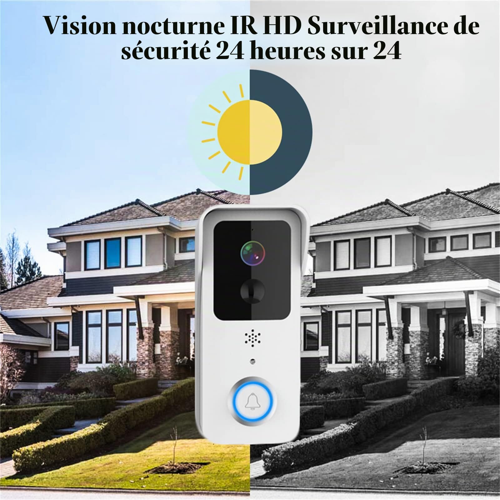 5G 2.4G Wifi Sonnette Vidéo 1080P Tuya Interphone Sans Fil Extérieur Intelligent Sonnette De Porte Sans Fil Étanche Caméra De Sonnette Sans Fil, Audio Bidirectionnel, Vision Nocturne, Étanche IP65