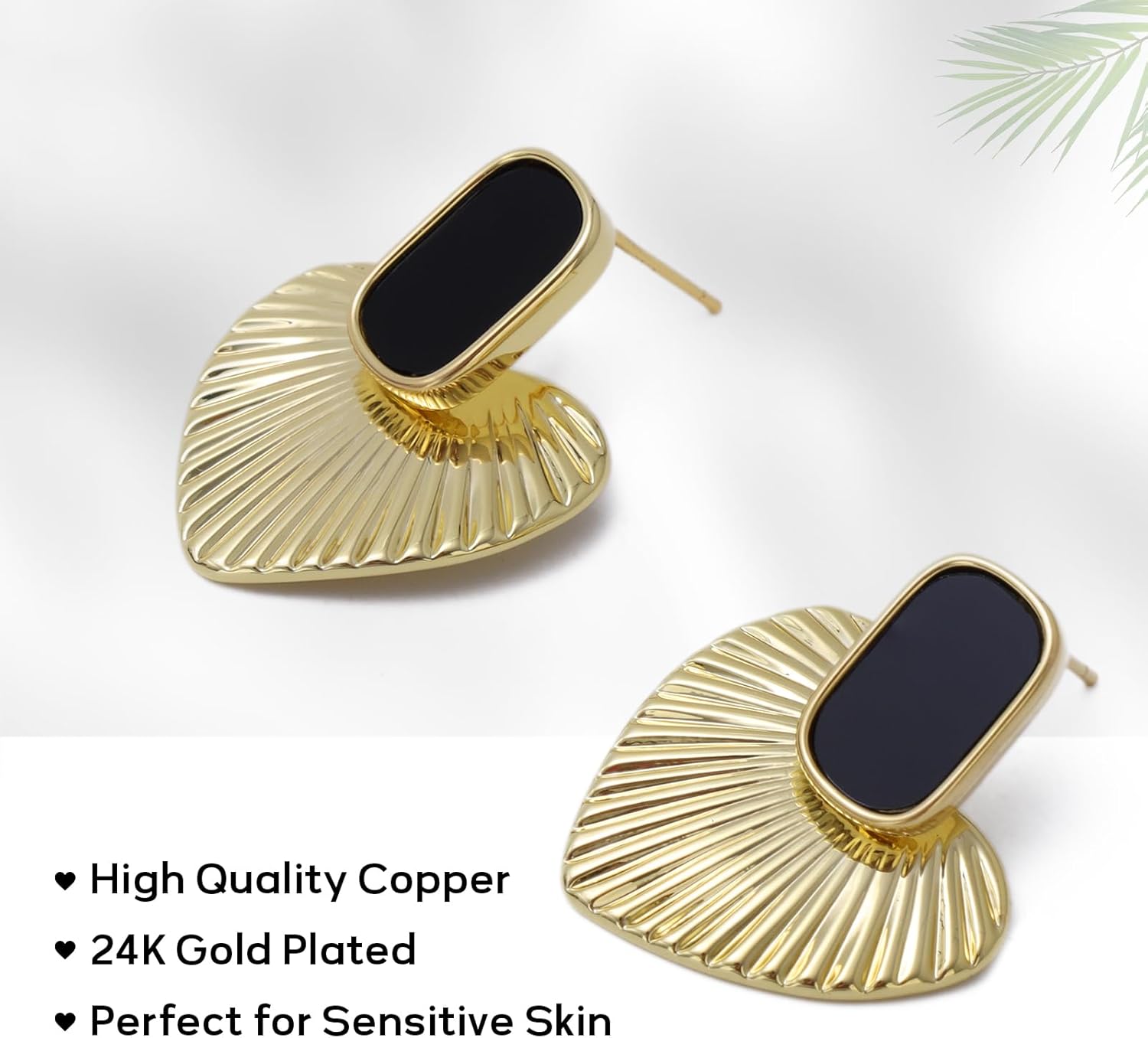 Vintage Gold Drop Dangle Earrings for Women Trendy 24K Gold Plated Chunky Heart Statement Earrings Fashion Hypoallergenic Earring Jewelry - Image 3