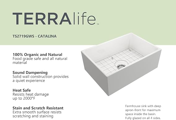 Catalina Farmhouse Apron Front Fireclay 27 in. Single Bowl Kitchen Sink in White