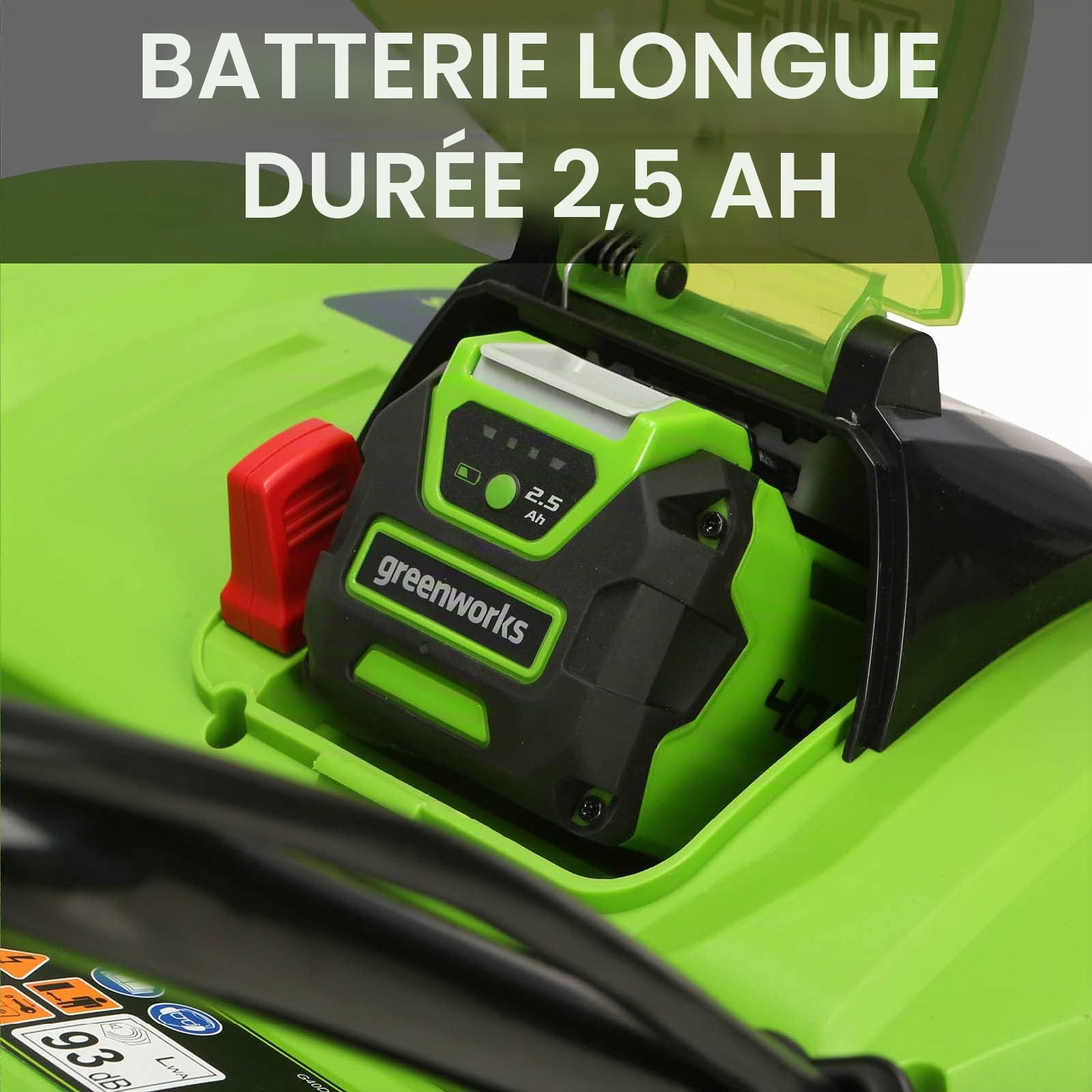 Greenworks 40V Scarificateur électriques Aérateur à Gazon Sans Fil, Émousseur, 3600 tr/min, Largeur de Travail 36 cm, Bac de Ramassage 30 L avec Batterie 2,5 ah et un Chargeur G40DT35K25