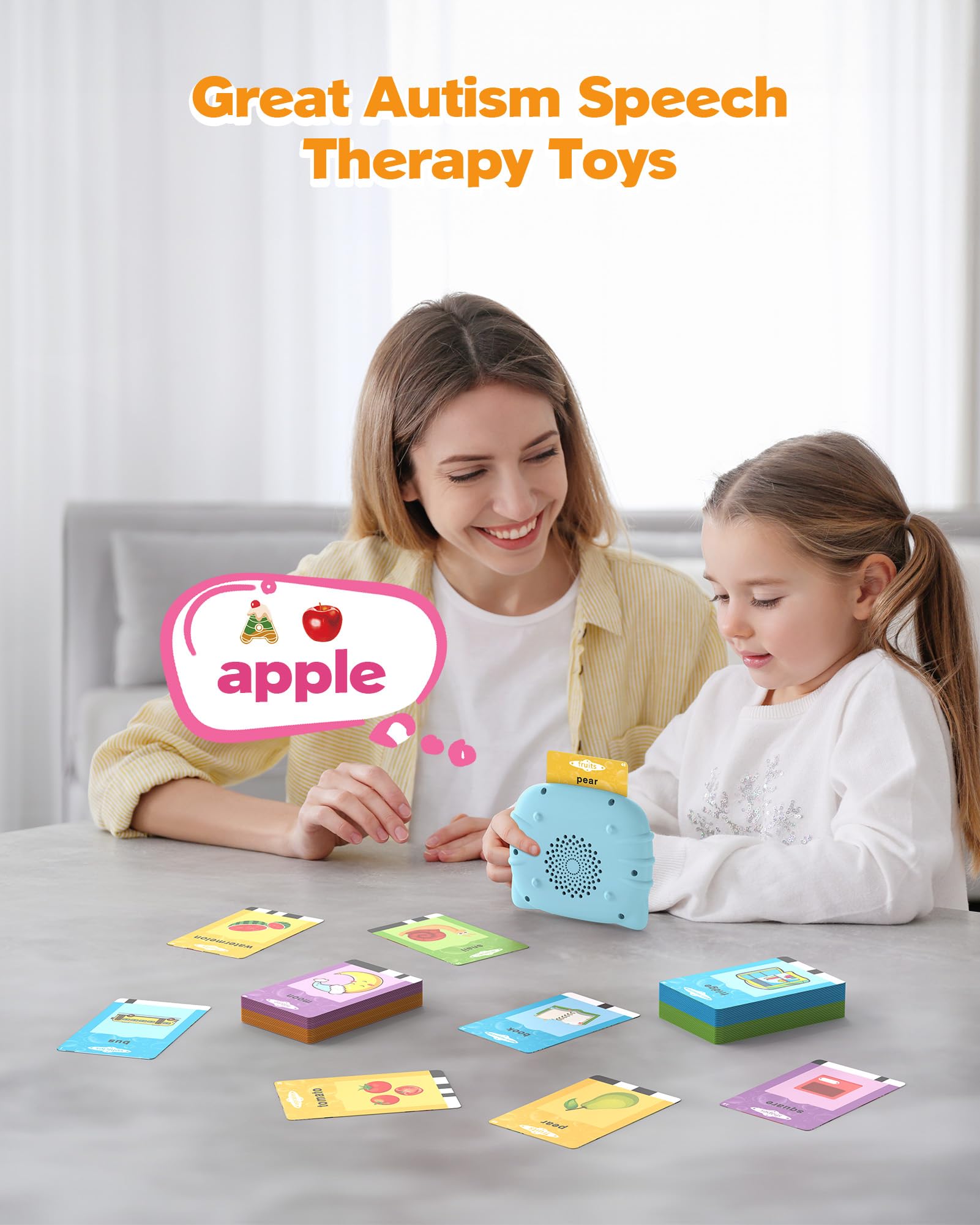 Talking Flash Cards for Toddlers 1 2 3 4 Year Olds, Montessori Language Learning with 224 Words, Pocket Speech Therapy and Autism Playthings, Children's Sensory Educational Device