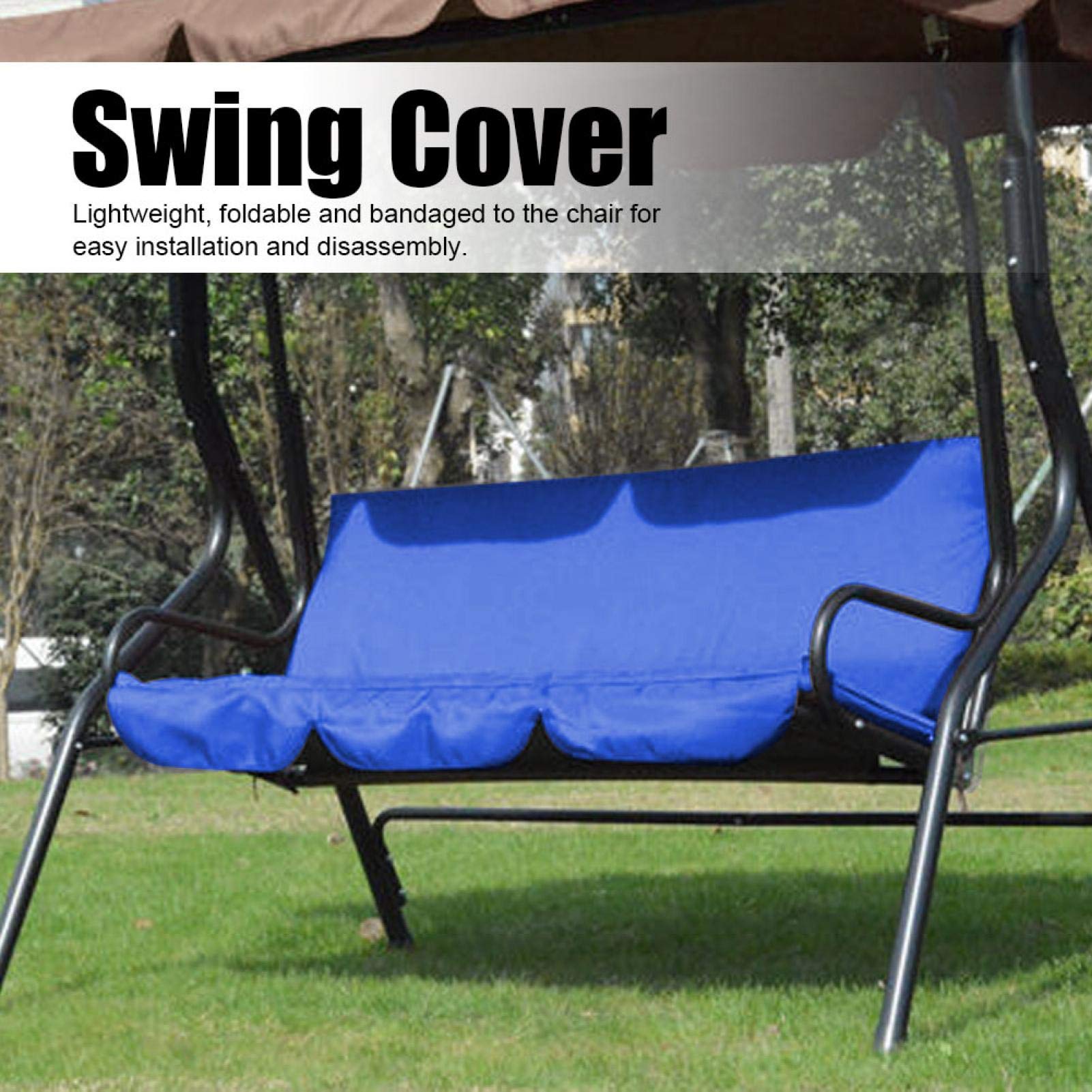 Omabeta Cojín de Columpio Columpio para Exteriores Silla de 3 Asientos Cojín Impermeable Reemplazo para Patio Jardín Cubierta de protección para Silla de Columpio(Azul)