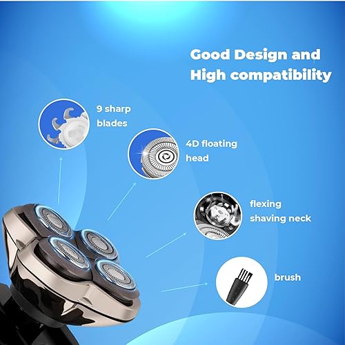 Miniatura 6 de Paquete de 4 cuchillas de repuesto para afeitadora Skull Shaver Pitbull Gold PRO y Silver  4 cabezales de repuesto para afeitadora Pitbull mejorados