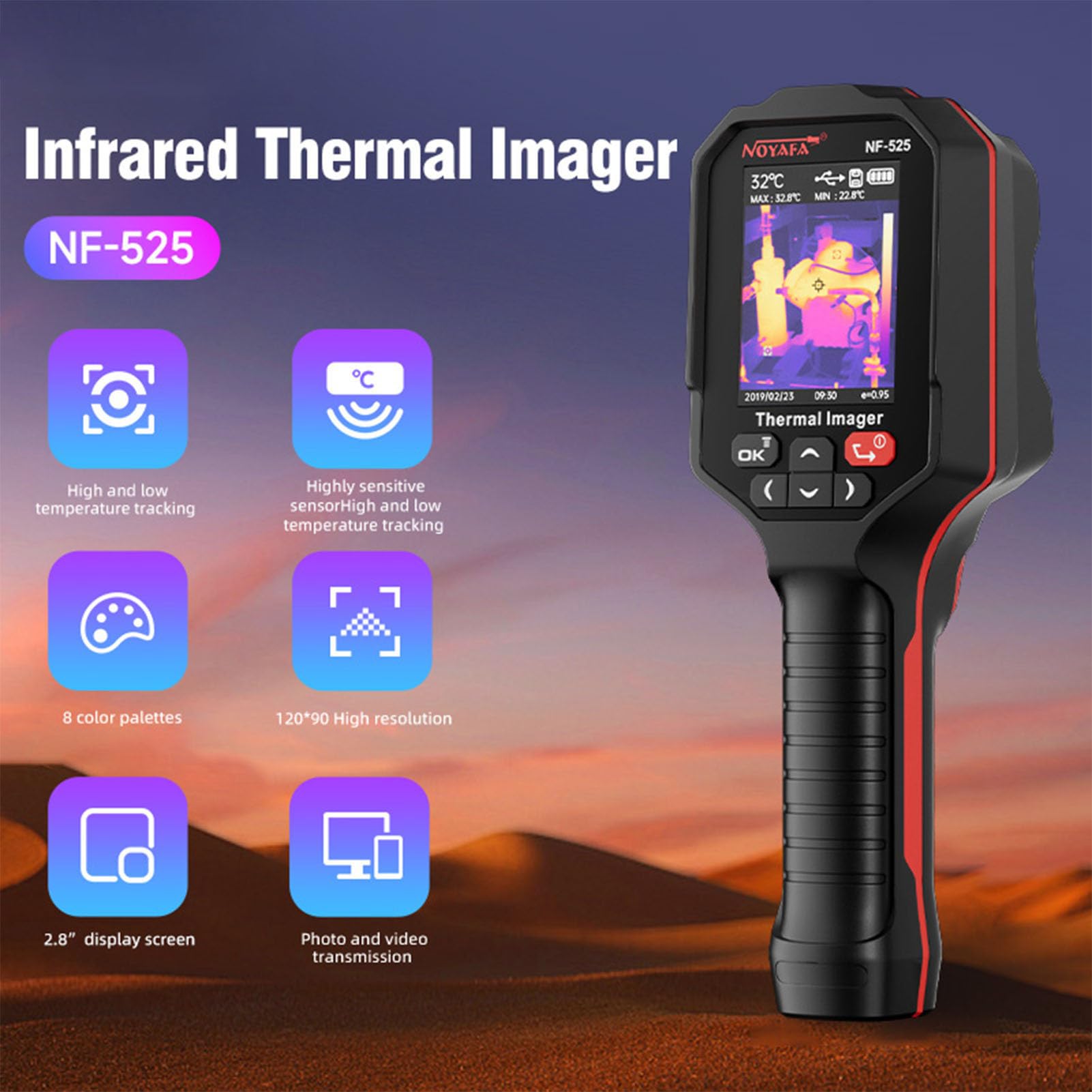 Cámara infrarroja de imagen térmica NF525 para pruebas eléctricas de mano con fugas en tuberías de agua
