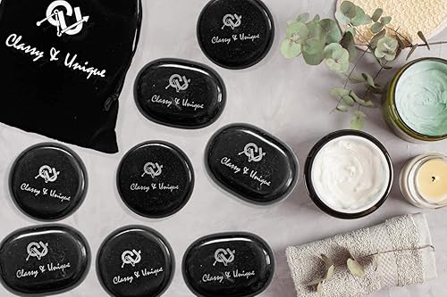 Miniatura 3 de Castle James Juego de piedras de masaje, piedras calientes, 8 piezas, piedras de basalto naturales para terapia, relajación, alivio del dolor,