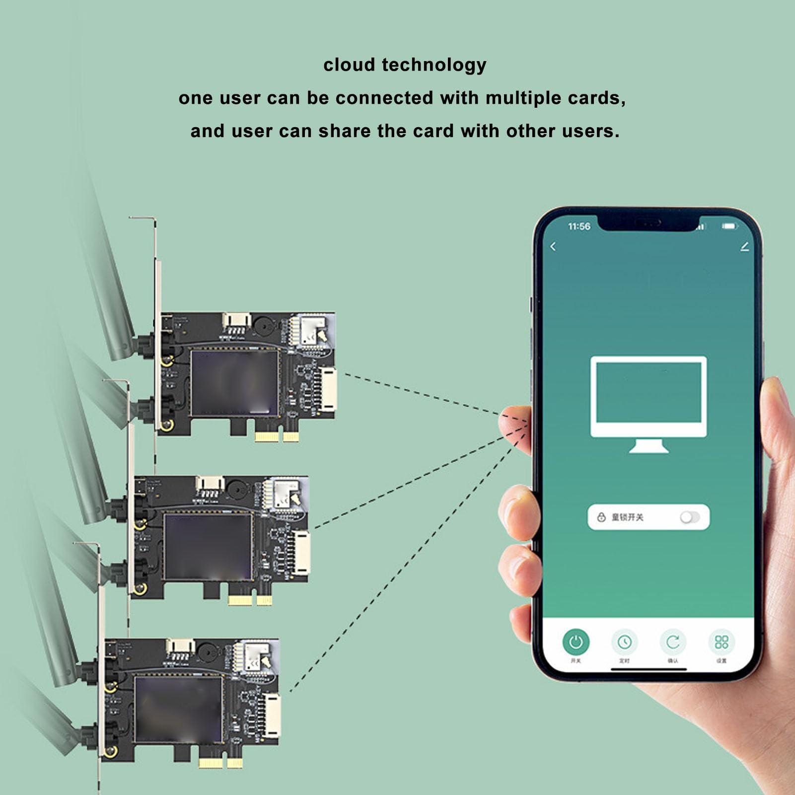 Adaptateur Réseau PCIe, AC600Mbps WiFi BT4.2, Antennes 6dBi, Contrôle APP, 7/8/10/11, Carte Réseau PCIe pour Ordinateur de Bureau