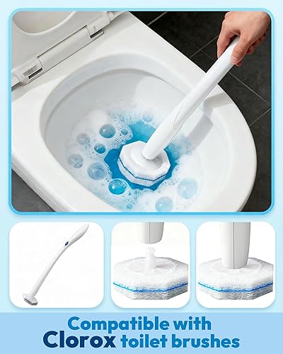Miniatura 2 de Recambio de varita de inodoro desechable compatible con cepillo de inodoro Clorox, 50 cabezales desechables para limpieza profunda
