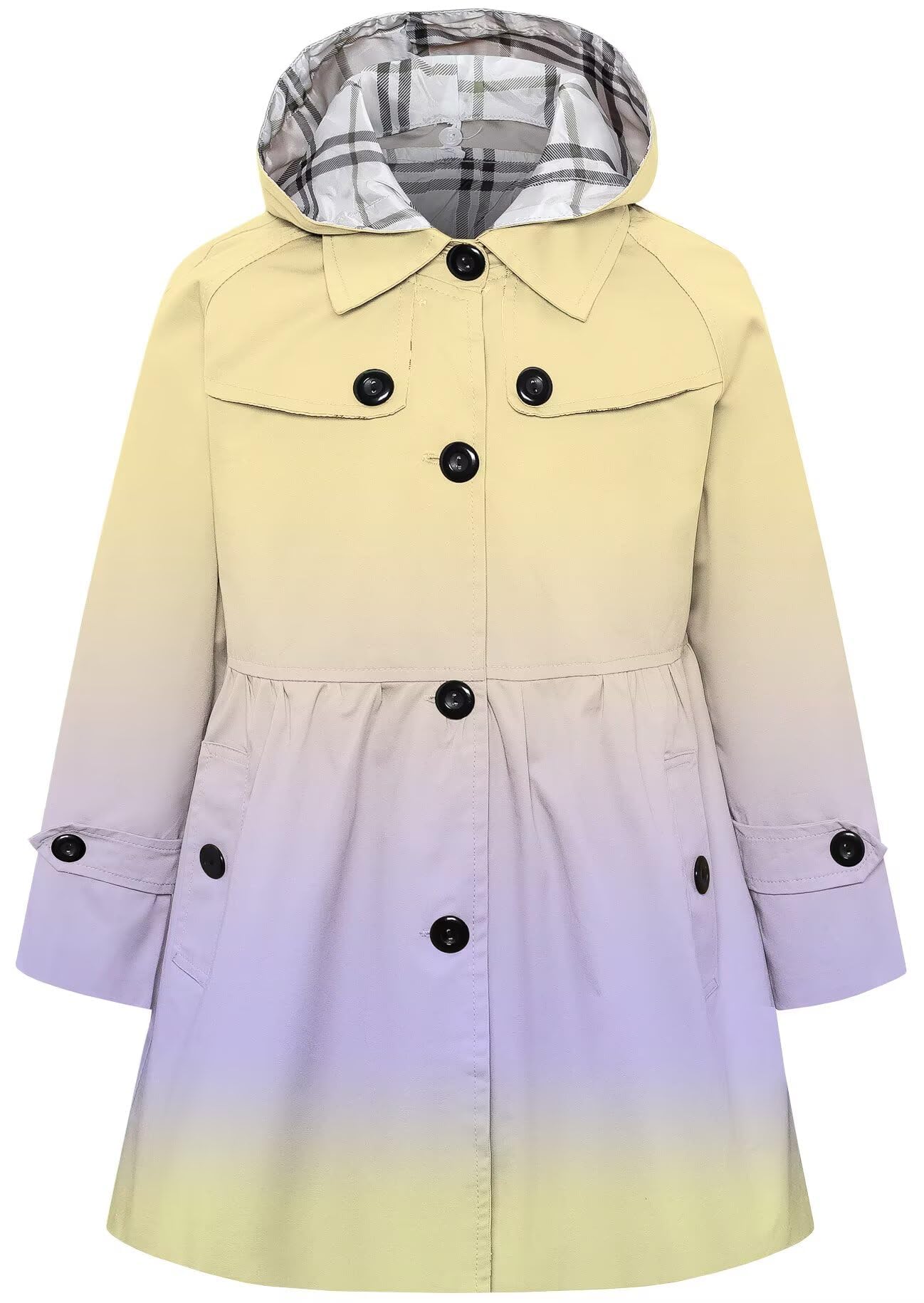 Betusline Girl's Single Breasted Trench Coat Hooded Dress Coat Outerwear