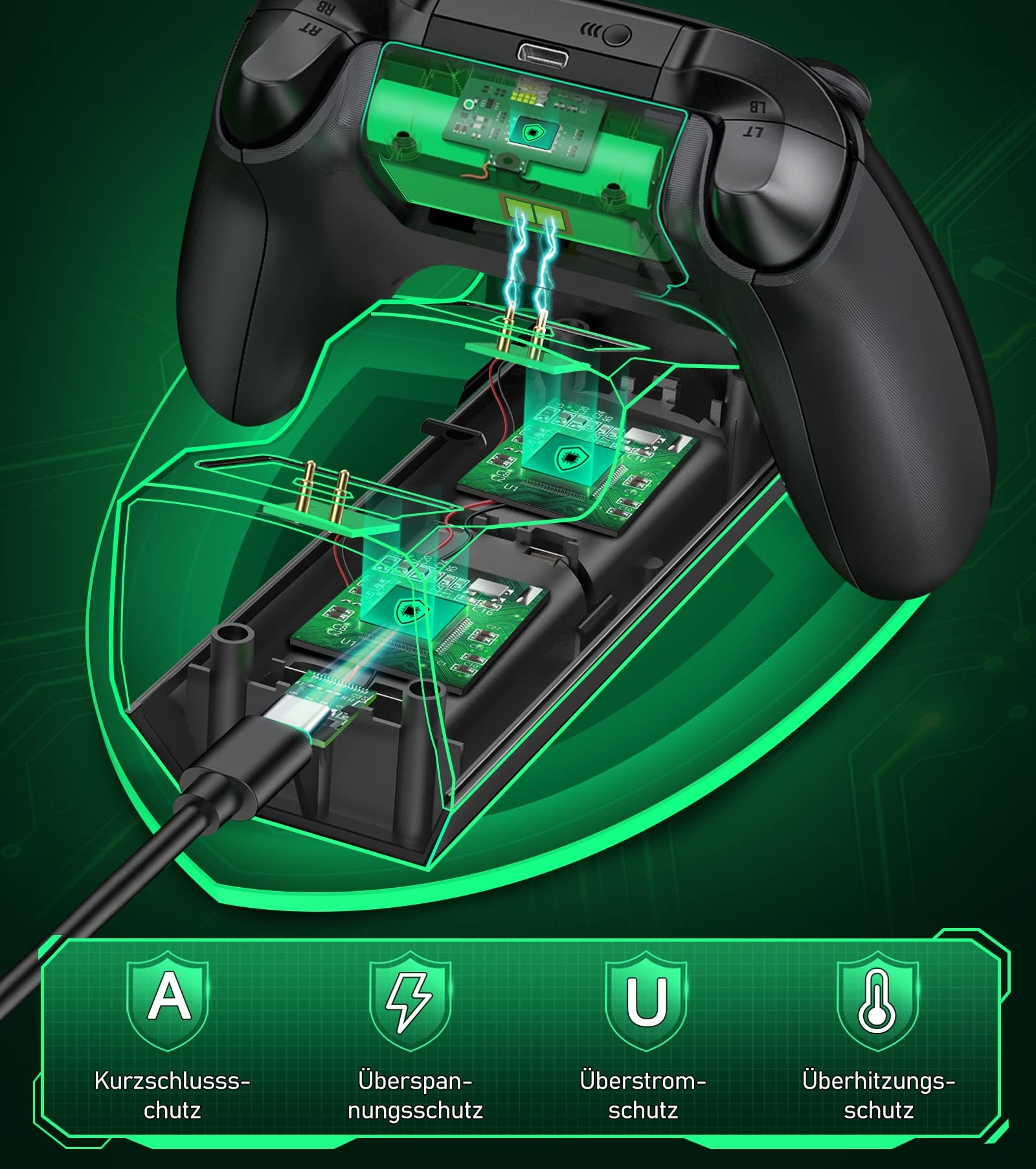 Akku für Xbox/Series x/Xbox One Controller, Xbox Controller Ladestation mit 2 Stück Großer Kapazität 2550mAh Wiederaufladbar Akku für Xbox Series X/S/Xbox One/Xbox One S/X/Elite Controller