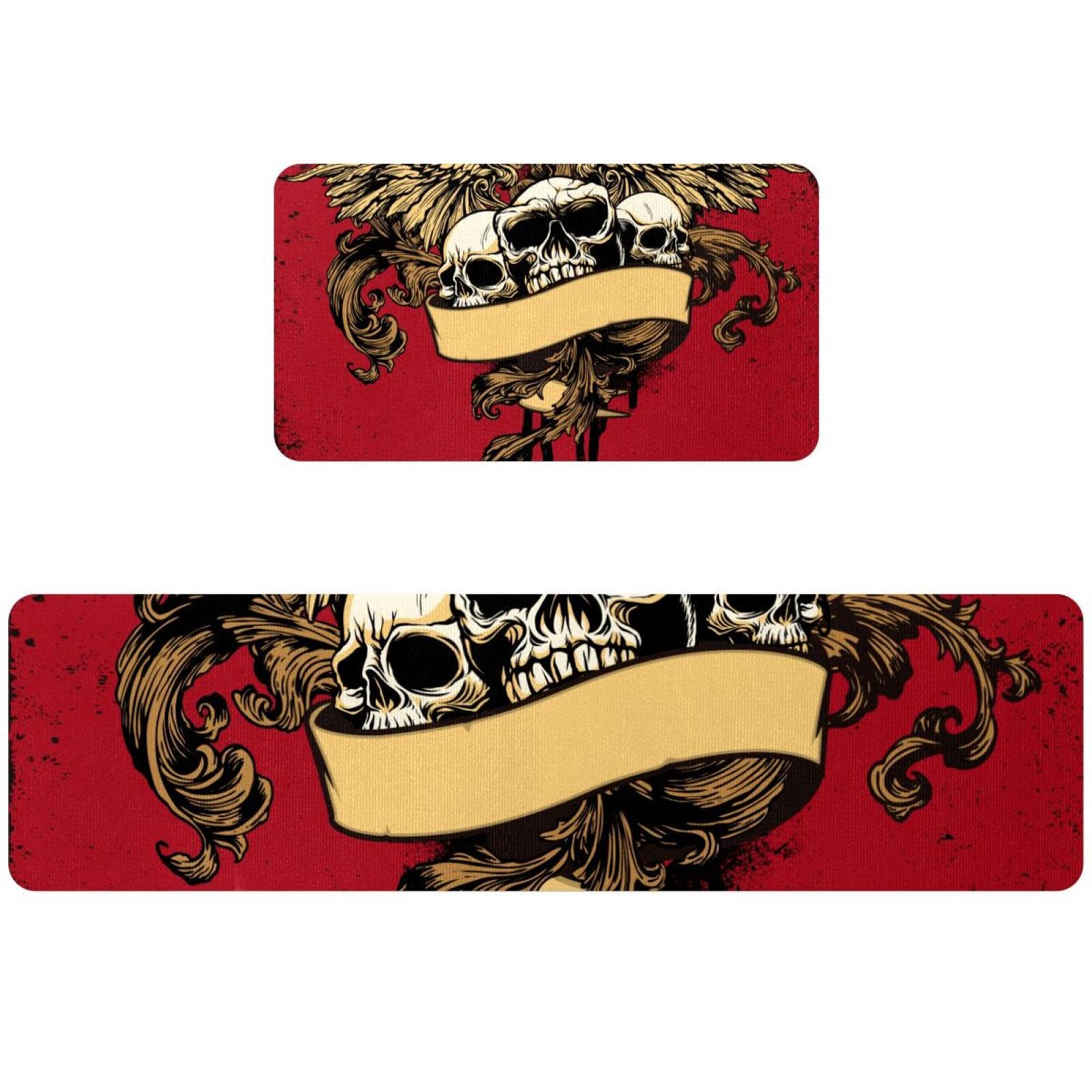 Tapete de cocina de 2 piezas grunge, alfombra lavable y absorbente para hogar