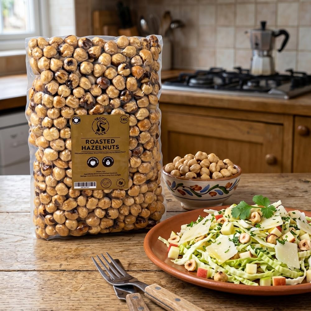 Veggy Duck - Avellanas Tostadas Naturales Sin Cáscara (1Kg) | Origen Italia | Sin Sal
