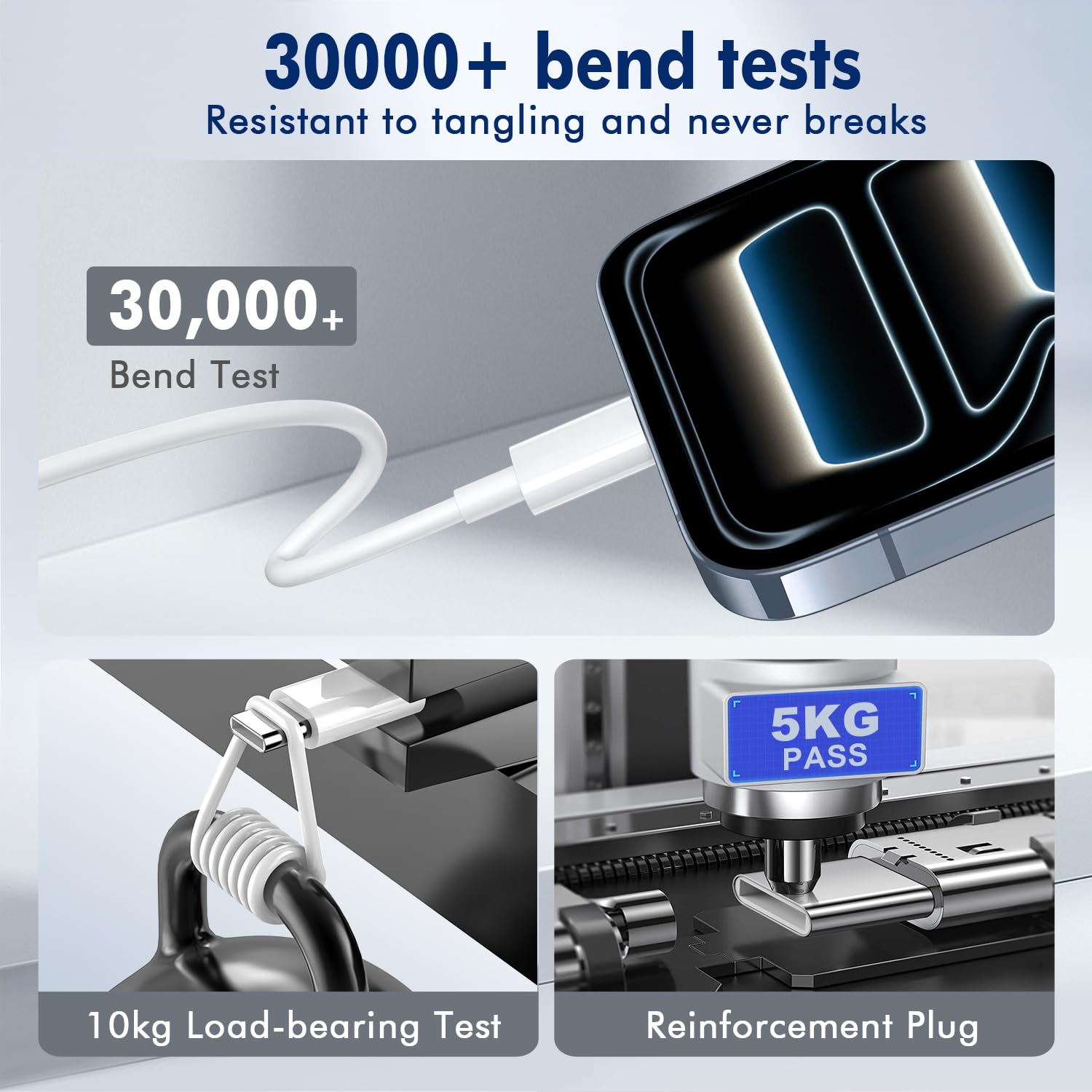 Cavo da USB C a USB C (1,8 m, confezione da 2), cavo di ricarica rapida intrecciato tipo C da 60 W, lungo per iPhone 17/16/15 Pro Max, Samsung S25, S24, S23, Note 20, MacBook, iPad Air, bianco