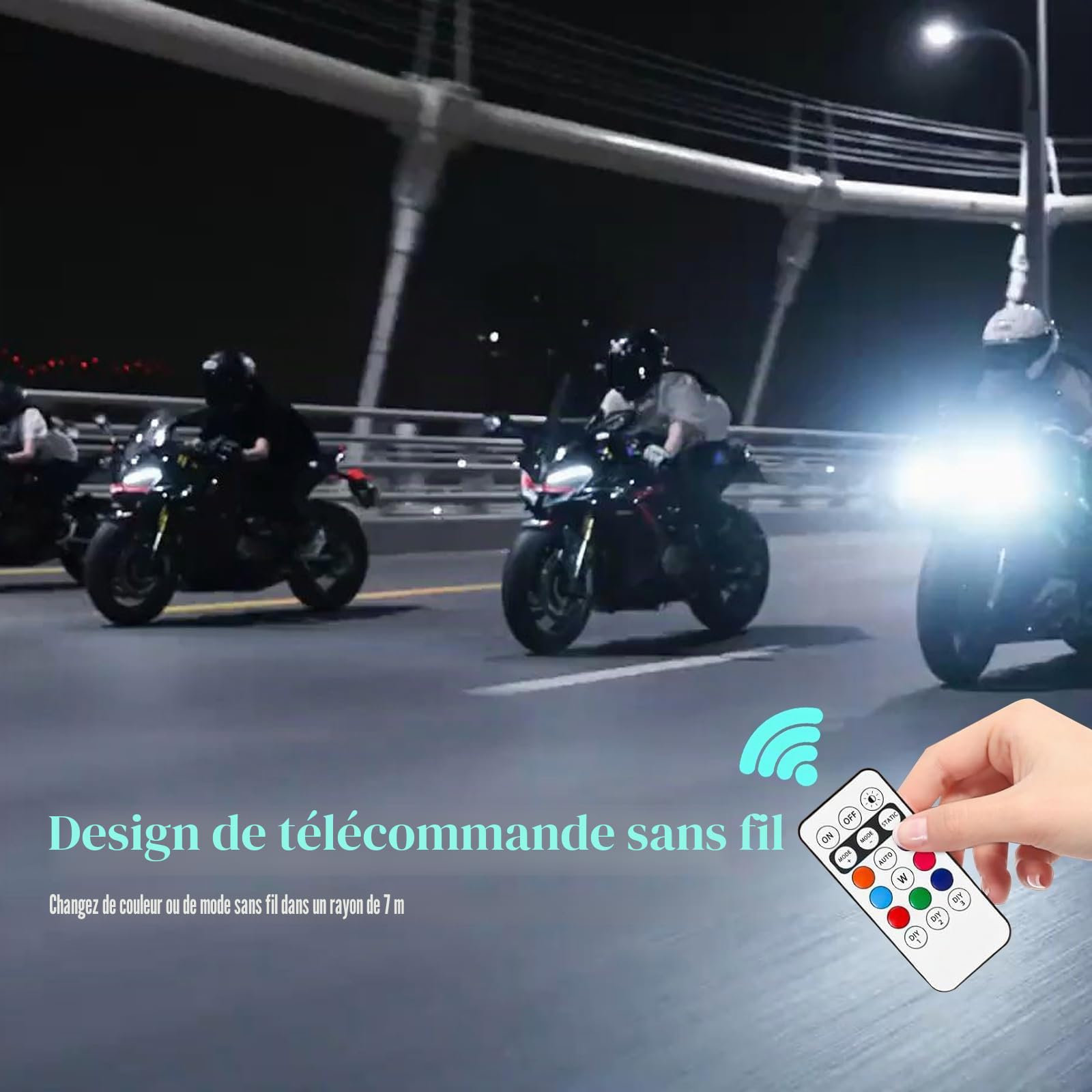 LED Voiture Exterieur sans Fil, Hulaiyaa 4 Pcs Lumières Stroboscopiques Télécommandées, Lampe Voiture Intérieur USB, Lumières sans Fil Étanches Anti-Collision, LED Drone Flash