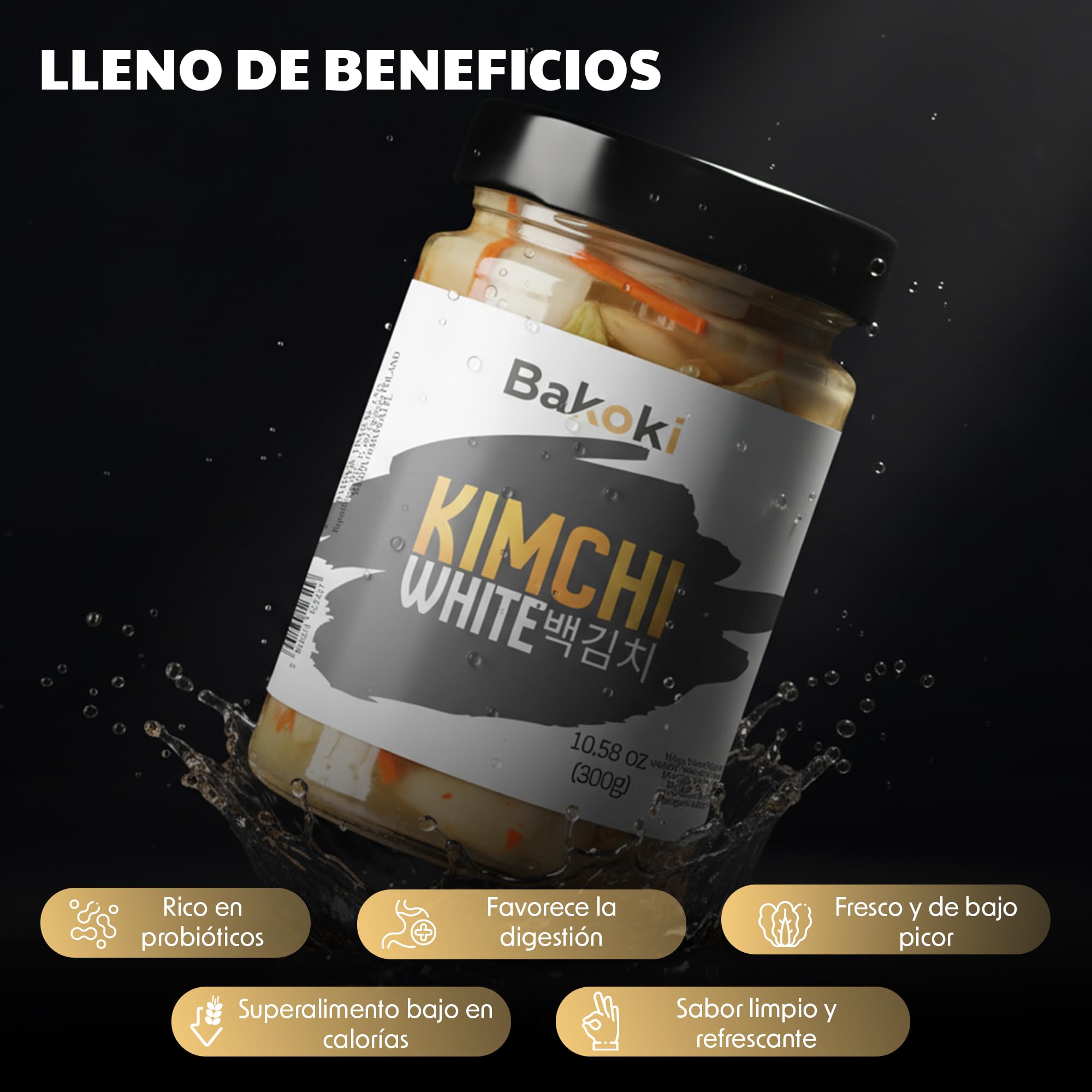 Bakoki 백김치 Baek‑Kimchi – Kimchi blanco, suave y sin picante, fermentado tradicionalmente, con baja emisión de olores – 2 × 300 g (ideal para almuerzos, bowls y guarniciones) — view 9
