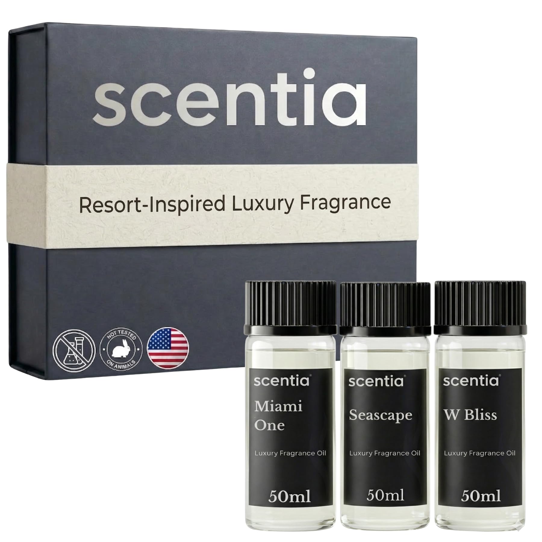 Scentia Diffuser Oil Set for Home Fragrance – Luxury Hotel Fragrance Collection Discovery Set (3 × 50 ml) – Resort, Spa & Floral Scent Oils for Cold