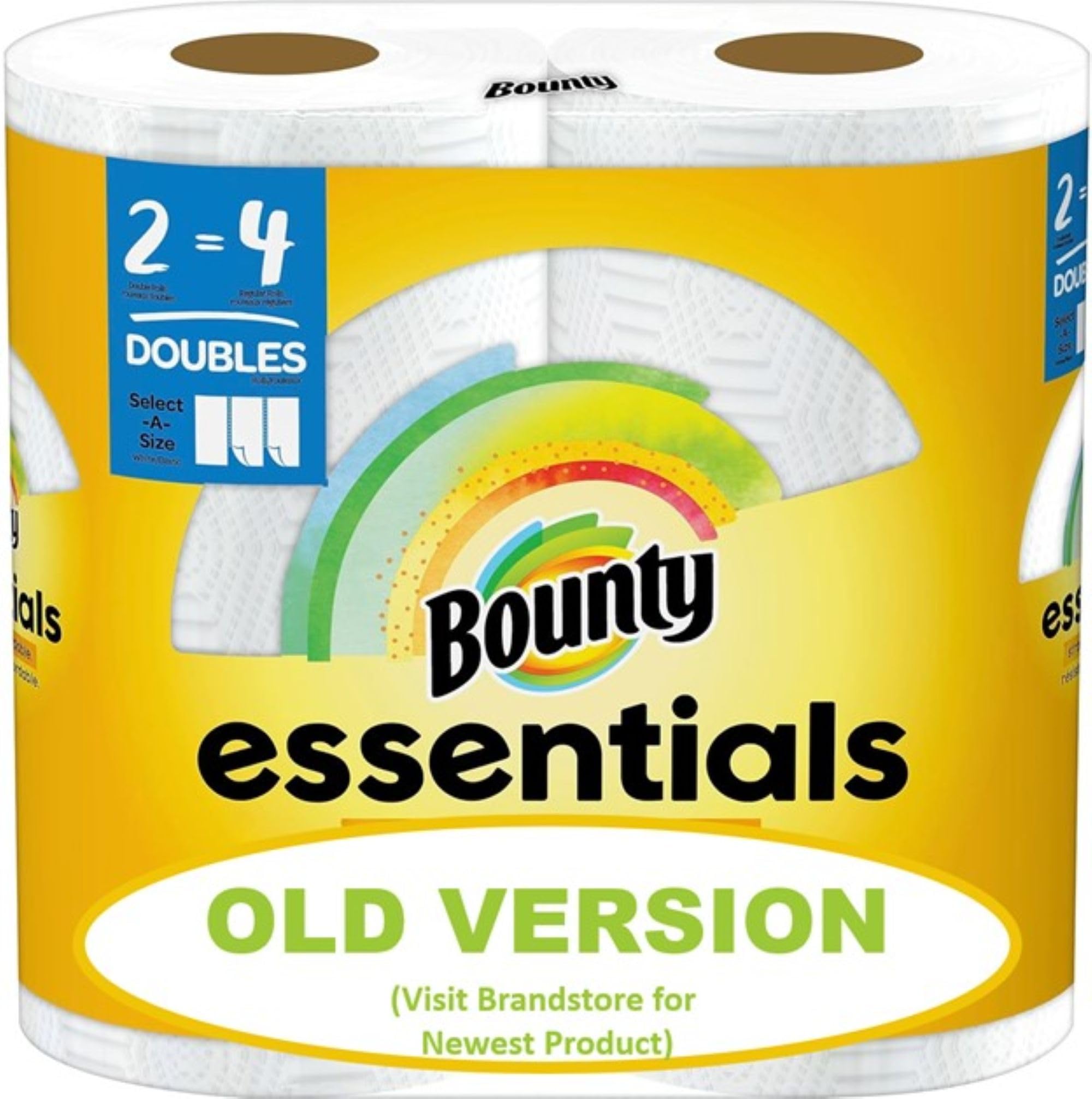 Bounty Essentials Select-A-Size Paper Towels, White, 2 Double Rolls = 4 Regular Rolls