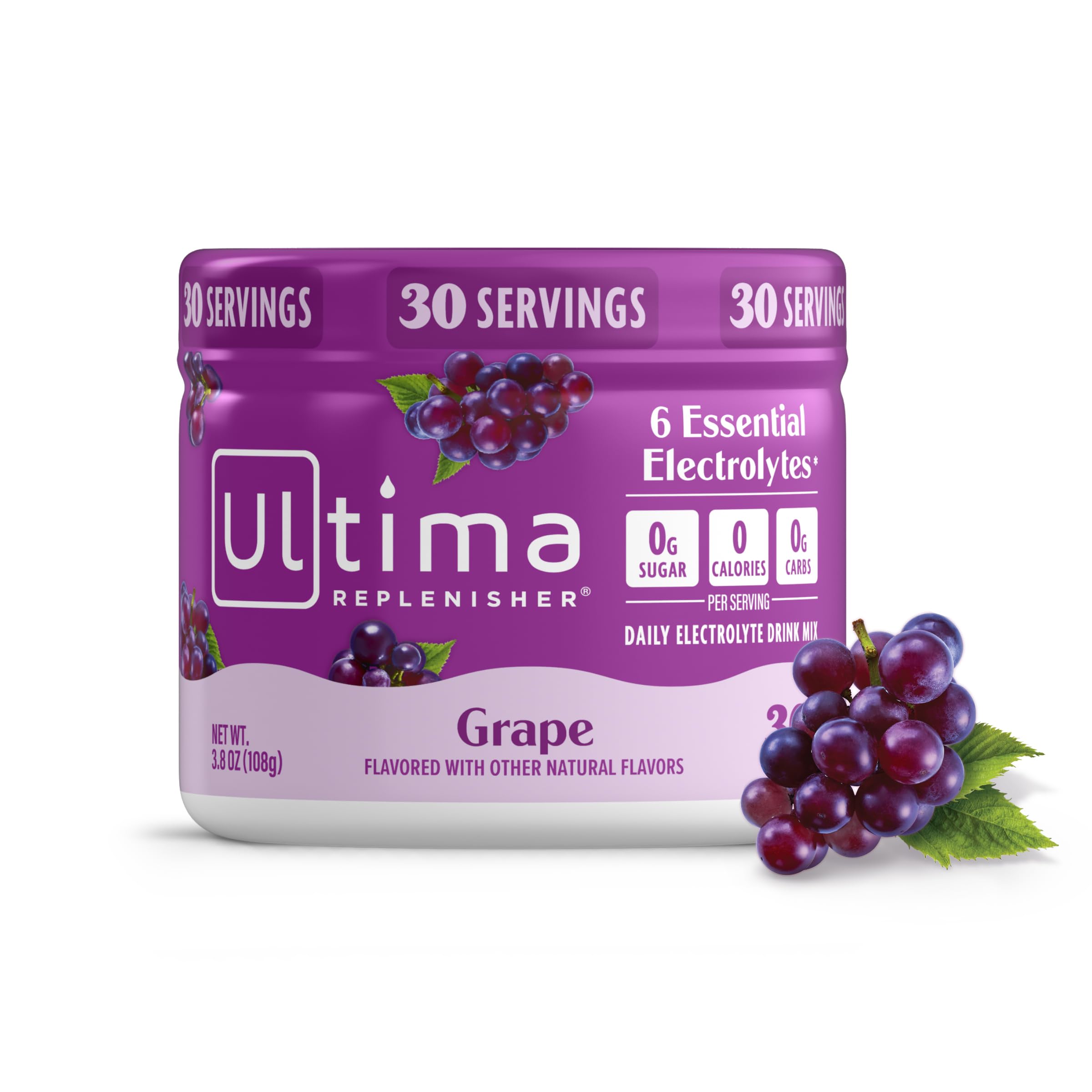 Ultima Replenisher Grape Electrolytes Powder, 30-Serving Canister