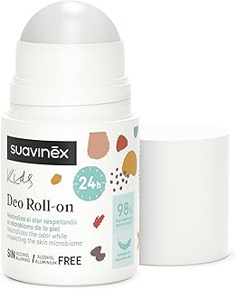 Suavinex, Desodorante para Niños y Niñas, Formato Roll On, Sin Alcohol, Sin Aluminio, Apto Pieles Sensibles, Clínicamente Testado, Eficacia 24h, 98% Ingredientes Origen Natural, Unisex, +8 Años, 50 ml