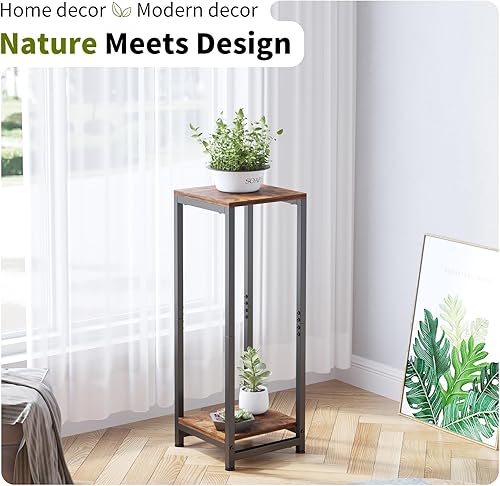 Miniatura 2 de Soportes altos para plantas de interior, soporte de pedestal de 2 niveles, soportes de esquina para plantas de interior múltiples, mesa auxiliar