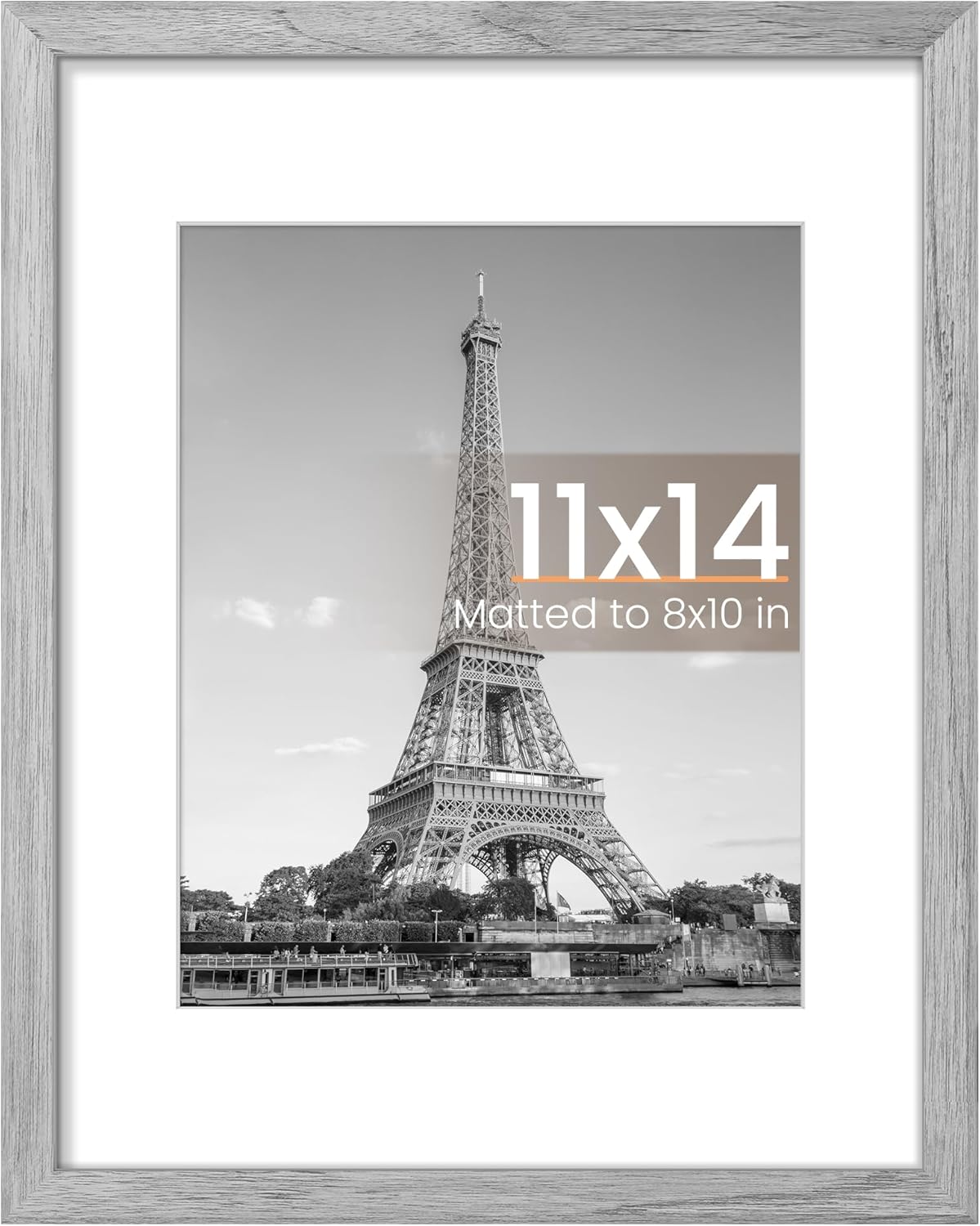 (Similar)upsimples 11x14 Picture Frame, Display Pictures 8x10 with Mat or 11 x 14 Without, Wall Hanging Photo Frames, Gray, 1 Pack Gray 11x14