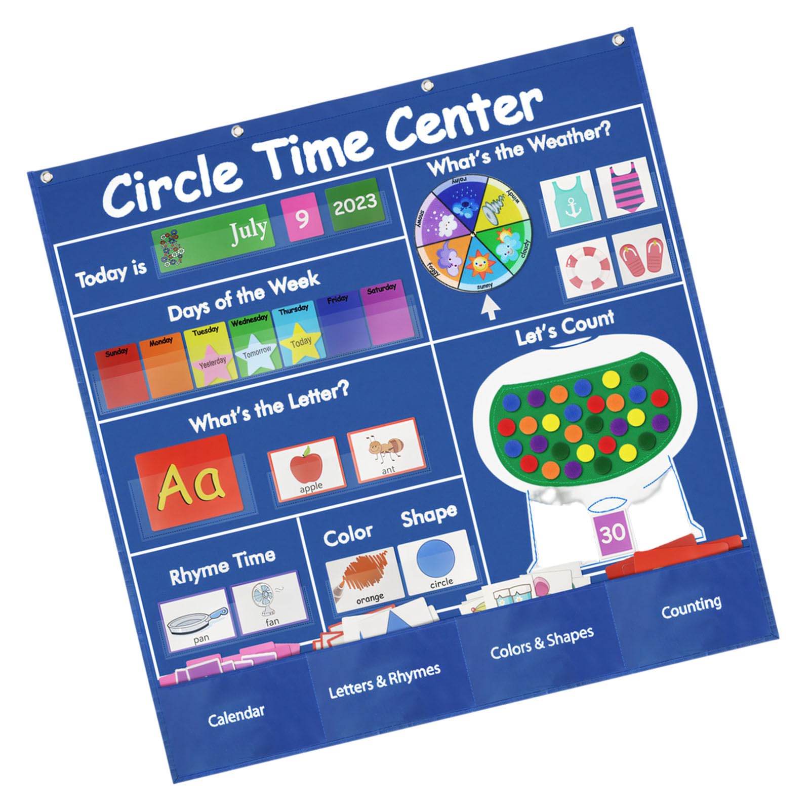 Tabellone interattivo tascabile per lezioni quotidiane, calendario in classe, forma e conteggio delle lettere, set da parete per casa, studio, apprendimento quotidiano, tabella tascabile centro di